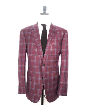 $1,495 ARMANI COLLEZIONI - "G Line" Pink/Blue Check Plaid Blazer- 46L
