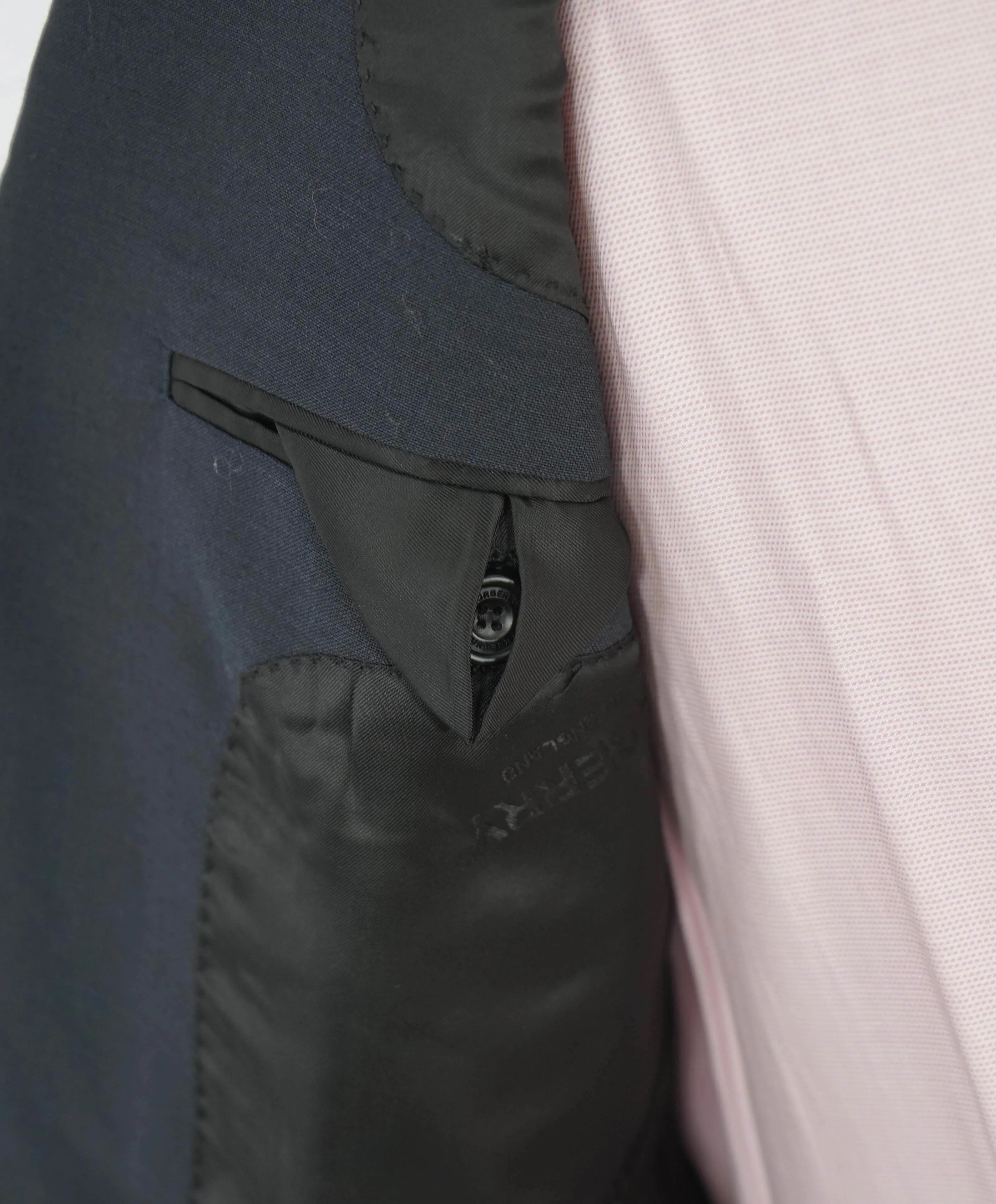 $1,495 BURBERRY - Navy Wool/Mohair LOGO Patch Pocket Blazer - 40R
