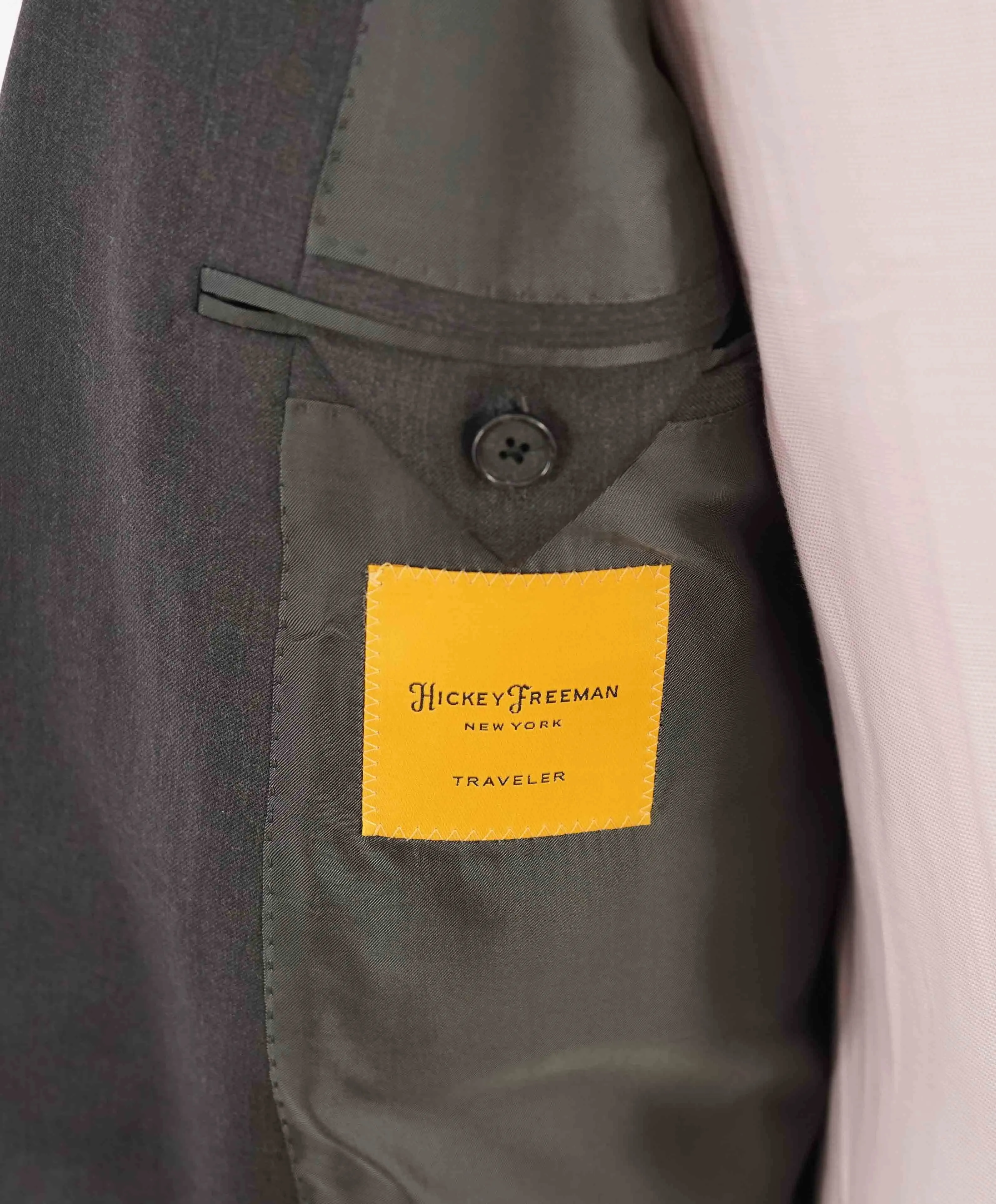 $1,695 HICKEY FREEMAN - Gray TRAVELER "BRAMPTON" Notch Lapel Suit - 48L