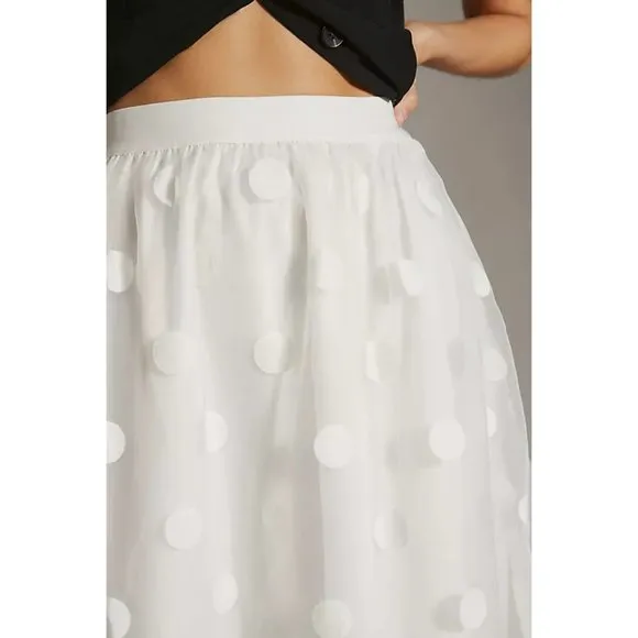 17. Anthropologie Eva Franco Tulle Midi Skirt White Organza