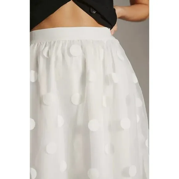 17. Anthropologie Eva Franco Tulle Midi Skirt White Organza