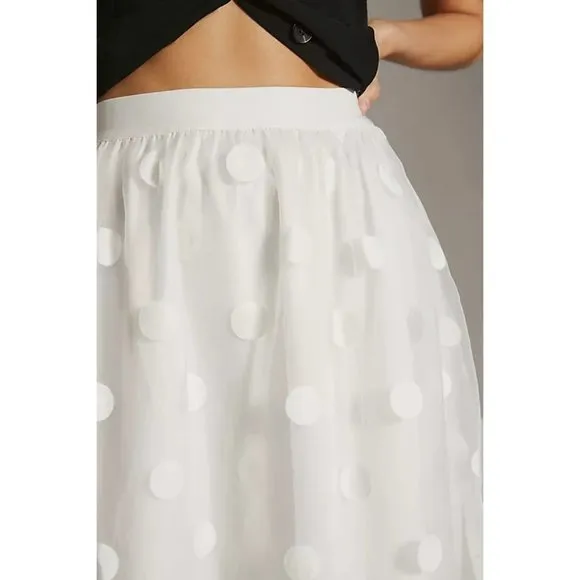 17. Anthropologie Eva Franco Tulle Midi Skirt White Organza