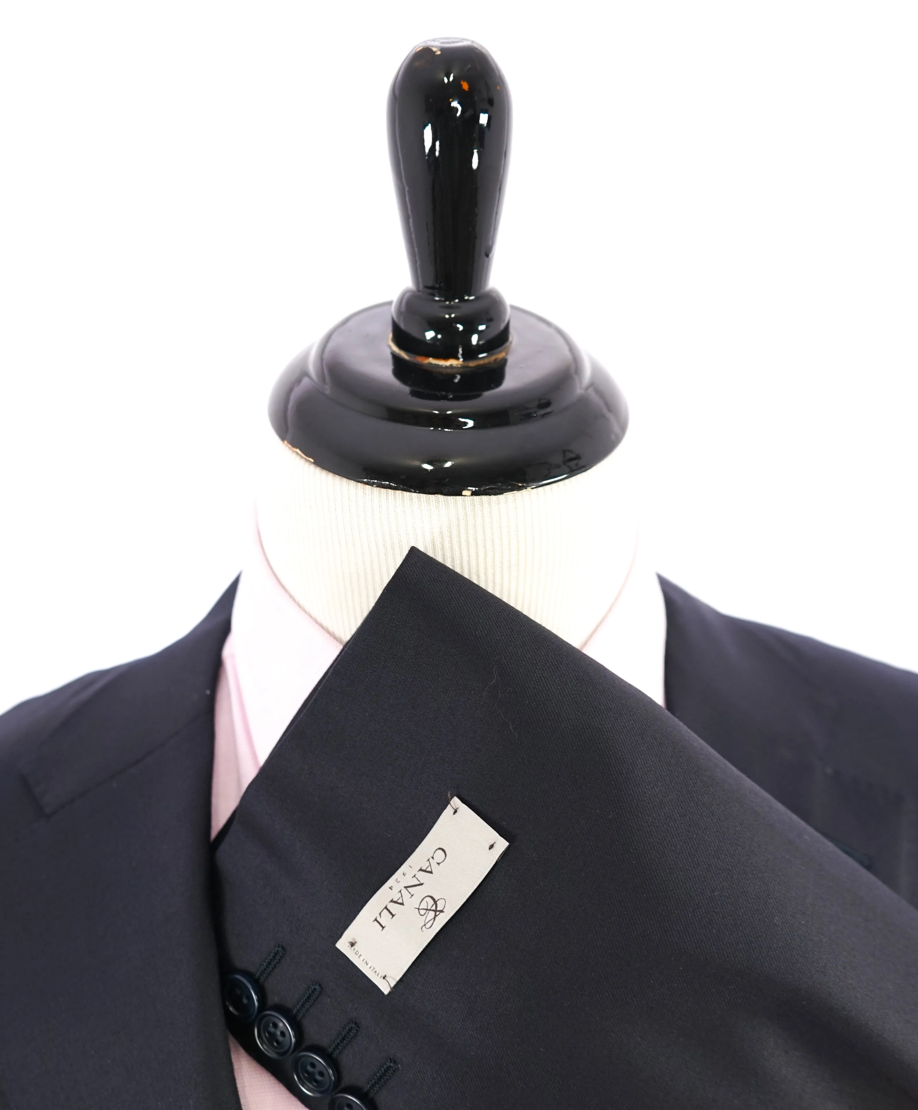 $1,795 CANALI - *CLOSET STAPLE*  Solid Navy Blue Notch Lapel Blazer - 50R US