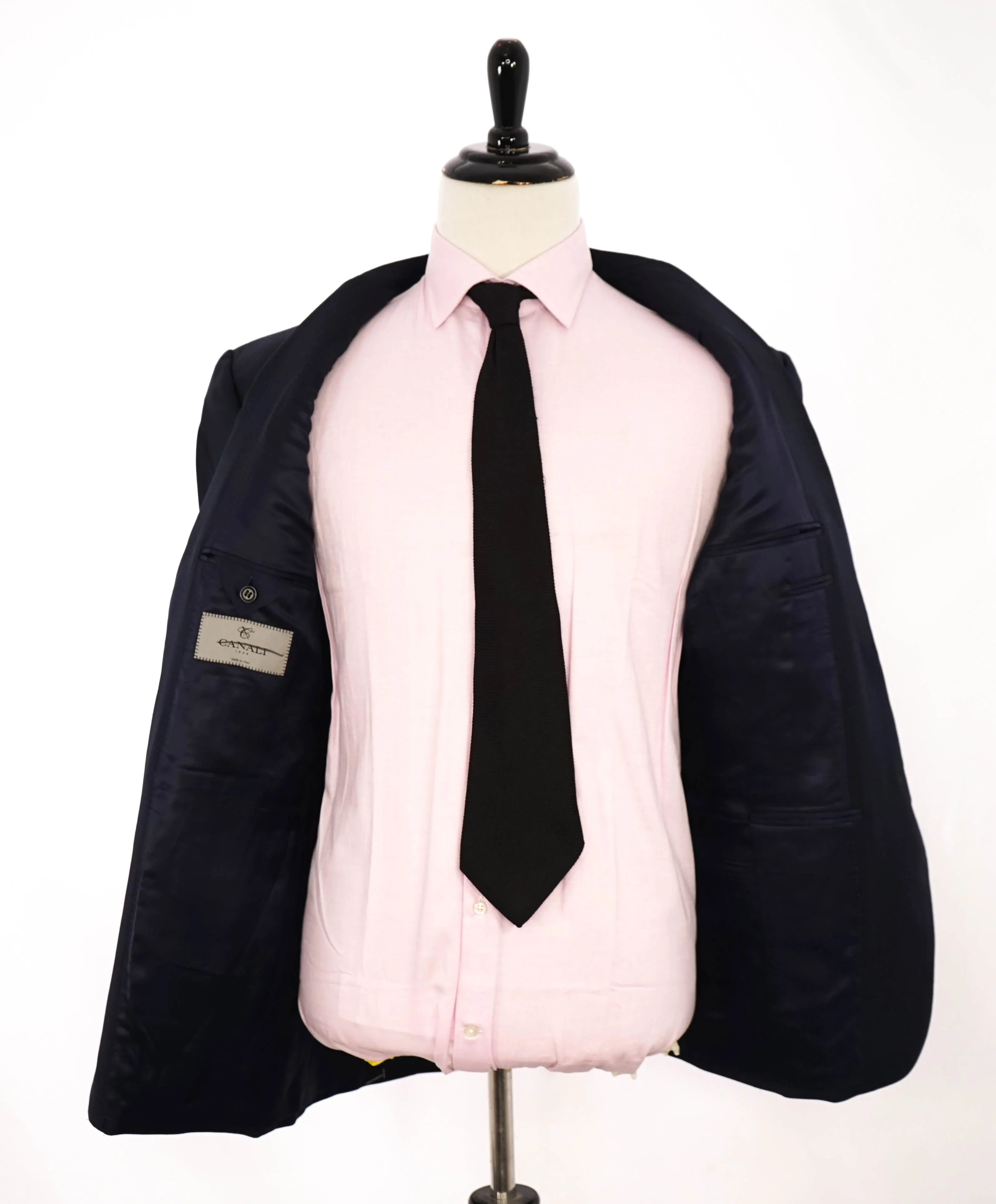 $1,895 CANALI - Navy/Purple Plaid Check Notch Lapel Blazer - 46R