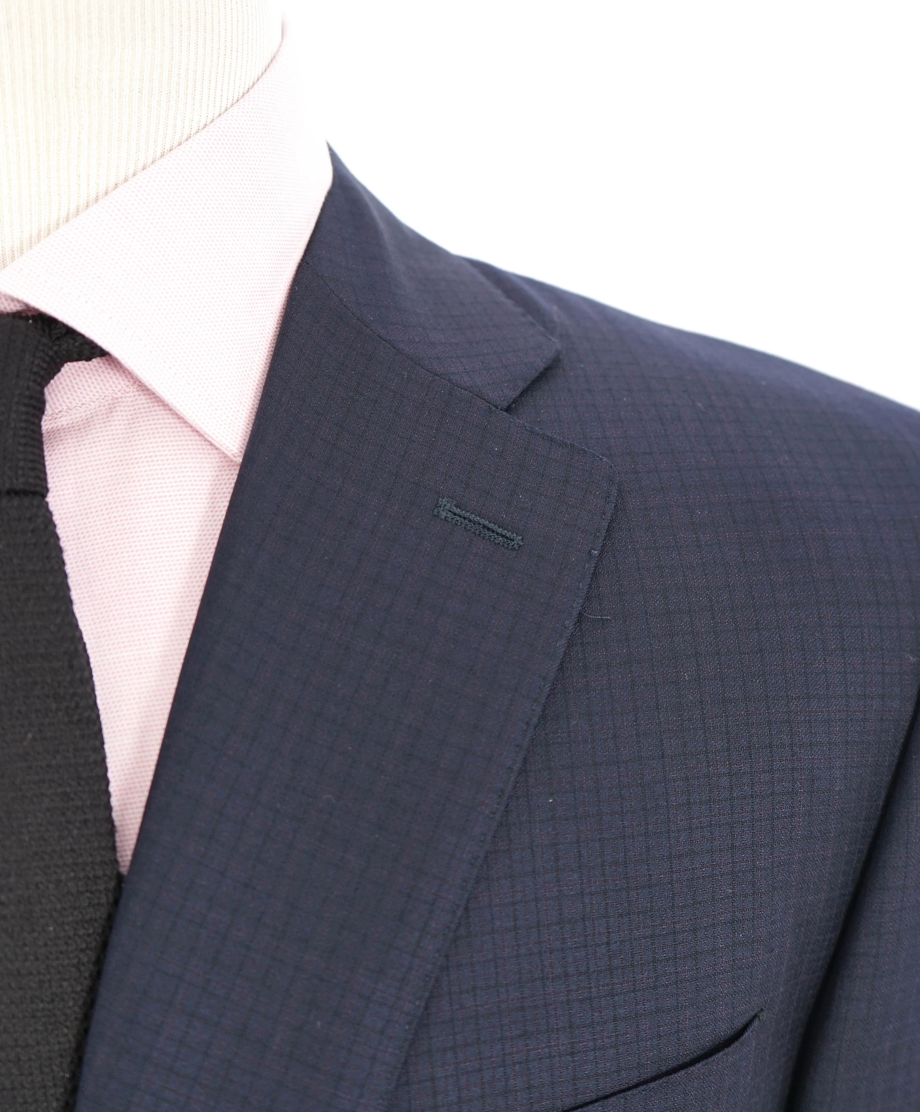 $1,895 CANALI - Navy/Purple Plaid Check Notch Lapel Blazer - 46R