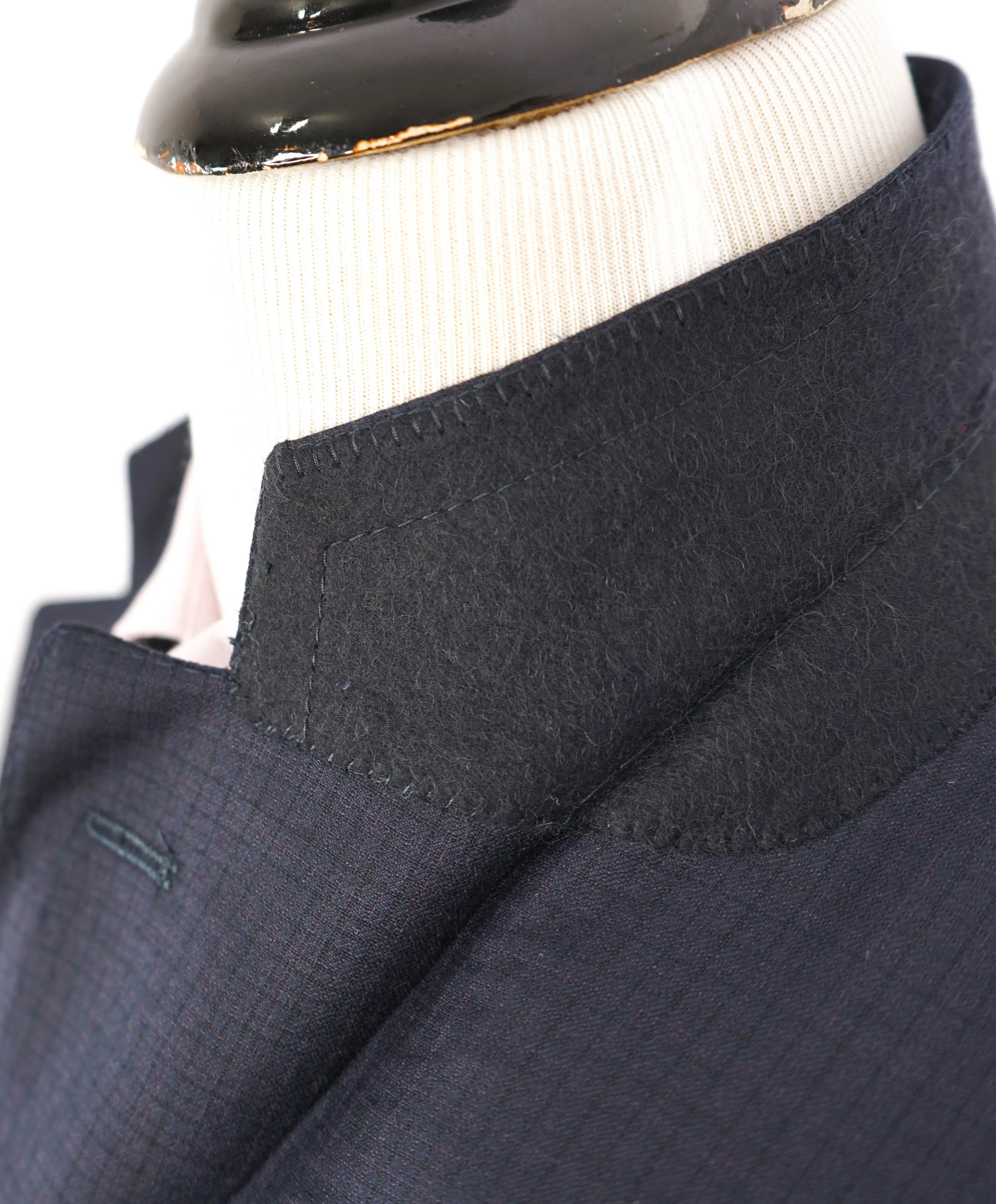 $1,895 CANALI - Navy/Purple Plaid Check Notch Lapel Blazer - 46R