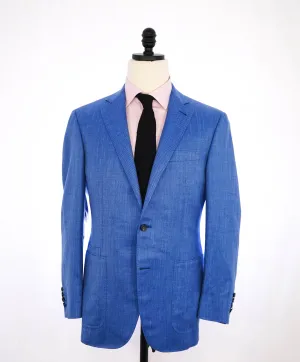 $1,895 CANALI - "KEI" Bold Cobalt Blue Wool/Silk/Linen Blazer - 40R