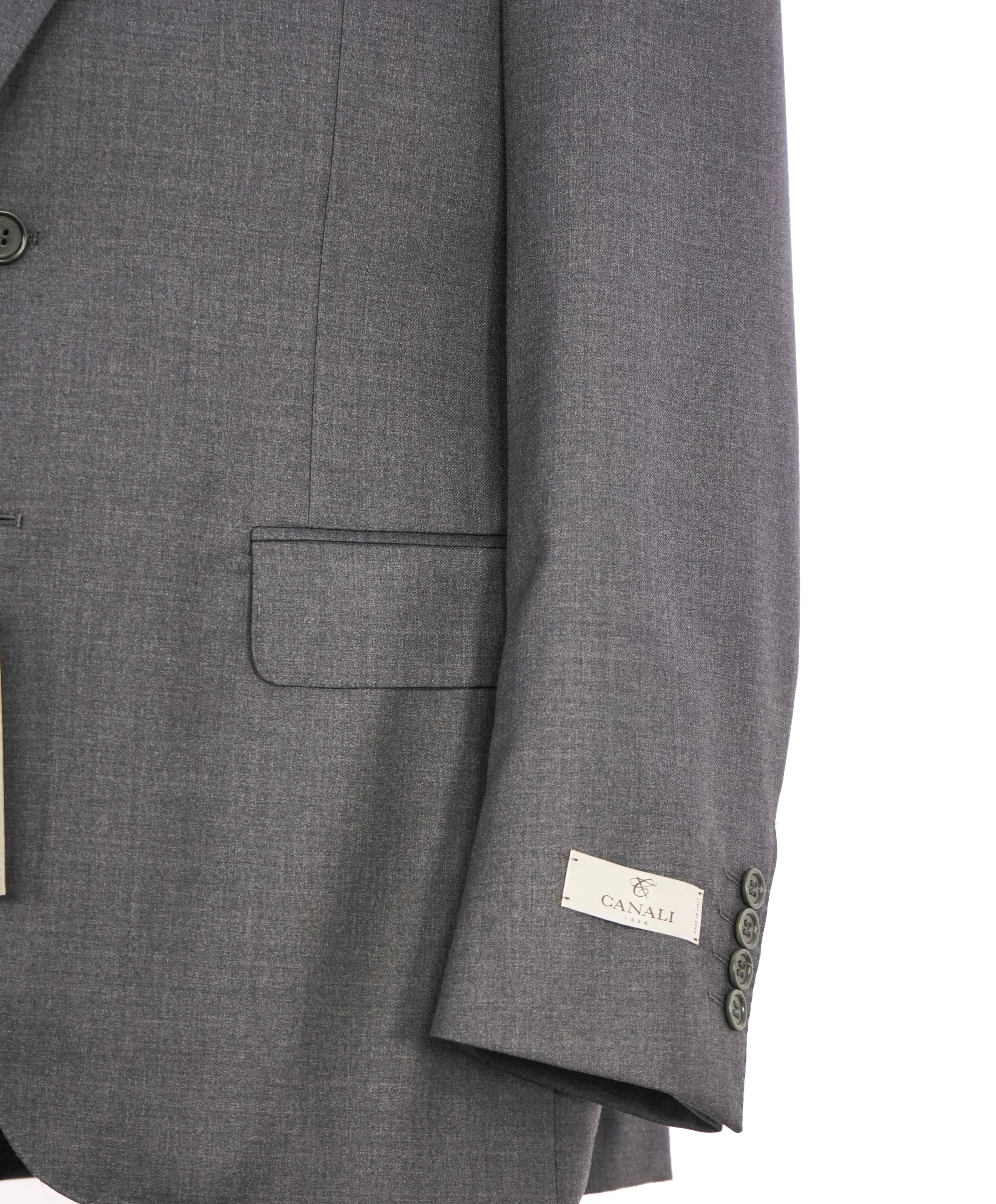 $1,895 CANALI - Solid Gray *Closet Staple* 2-Btn Notch Wool Blazer - 48R US