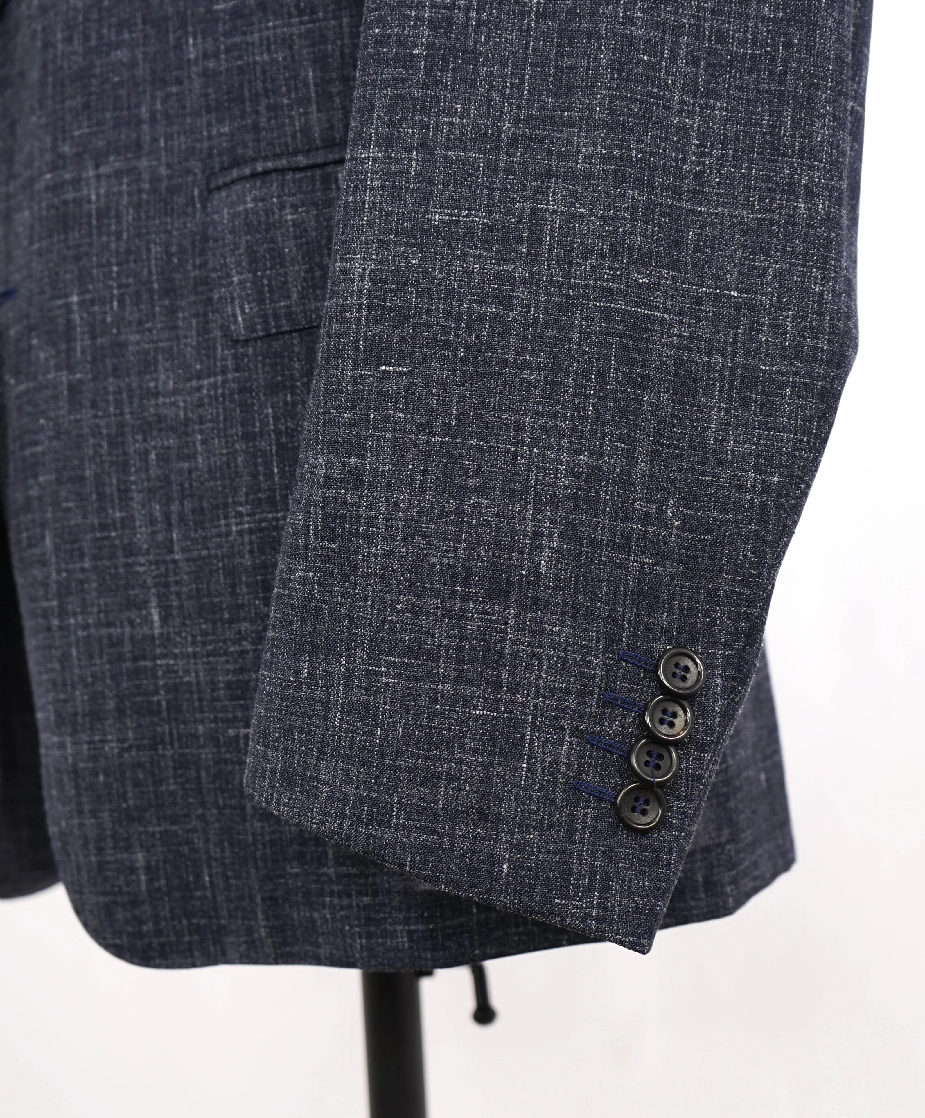 $2,195 CANALI - Medium Blue Heather WOOL/LINEN/SILK Textured 2-Piece Suit - 48R