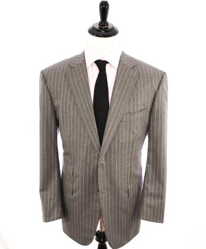 $2,995 ISAIA - Pure Wool *SCIAMMERIA 170'S* Gray Chalk Stripe MOP Blazer - 46R