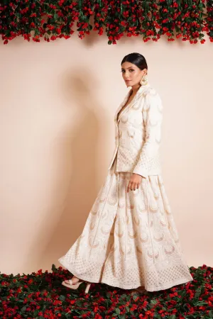 3 Piece Co-ord Set With Blazer, Sharara And Bustier