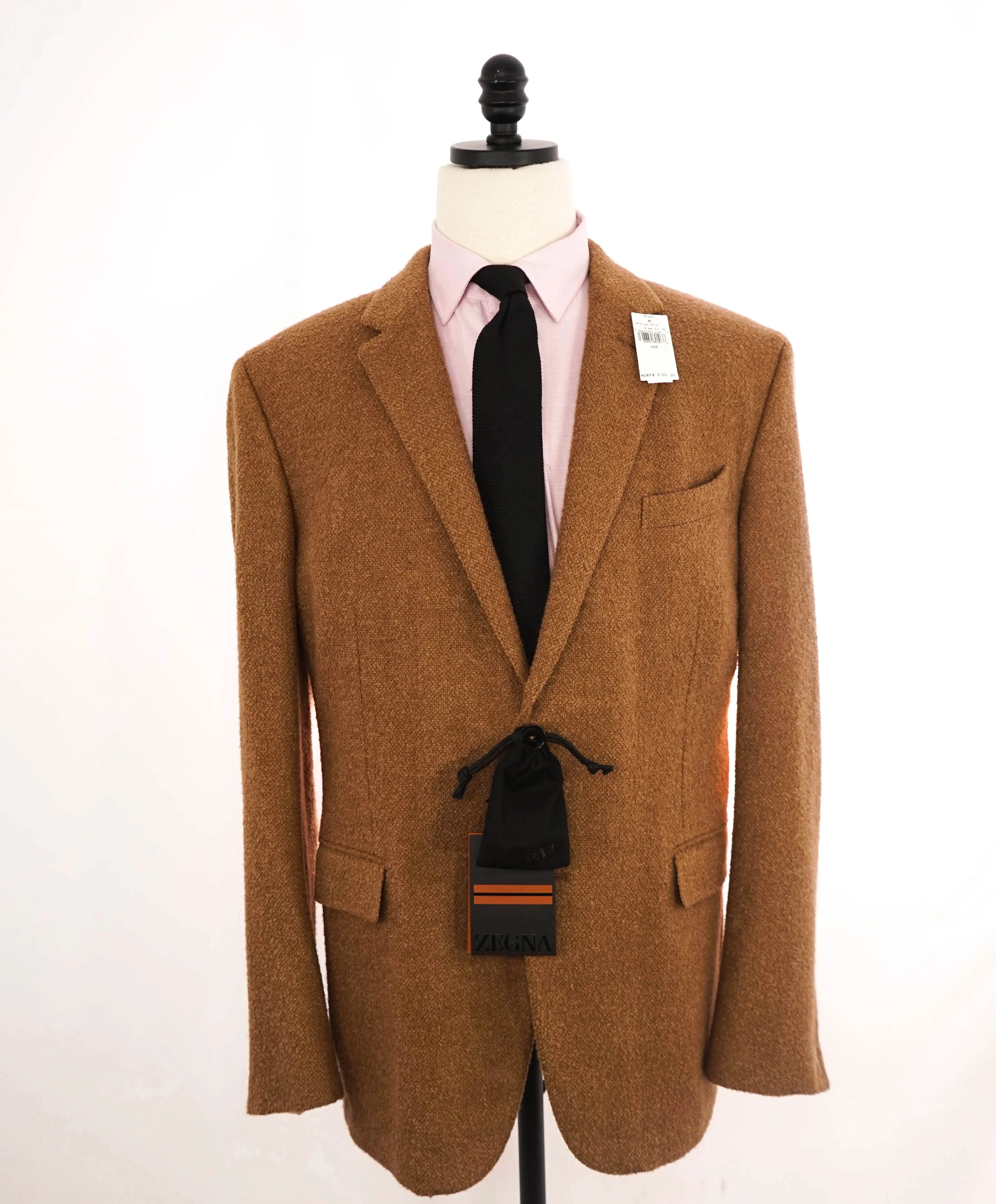 $3,100 ZEGNA - ERMENEGILDO *CAMEL HAIR/SILK/WOOL Textured Blazer - 48R