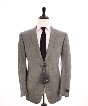$3,250 ERMENEGILDO ZEGNA -"TROFEO 600" SILK Gray/Camel Check Blazer - 46R