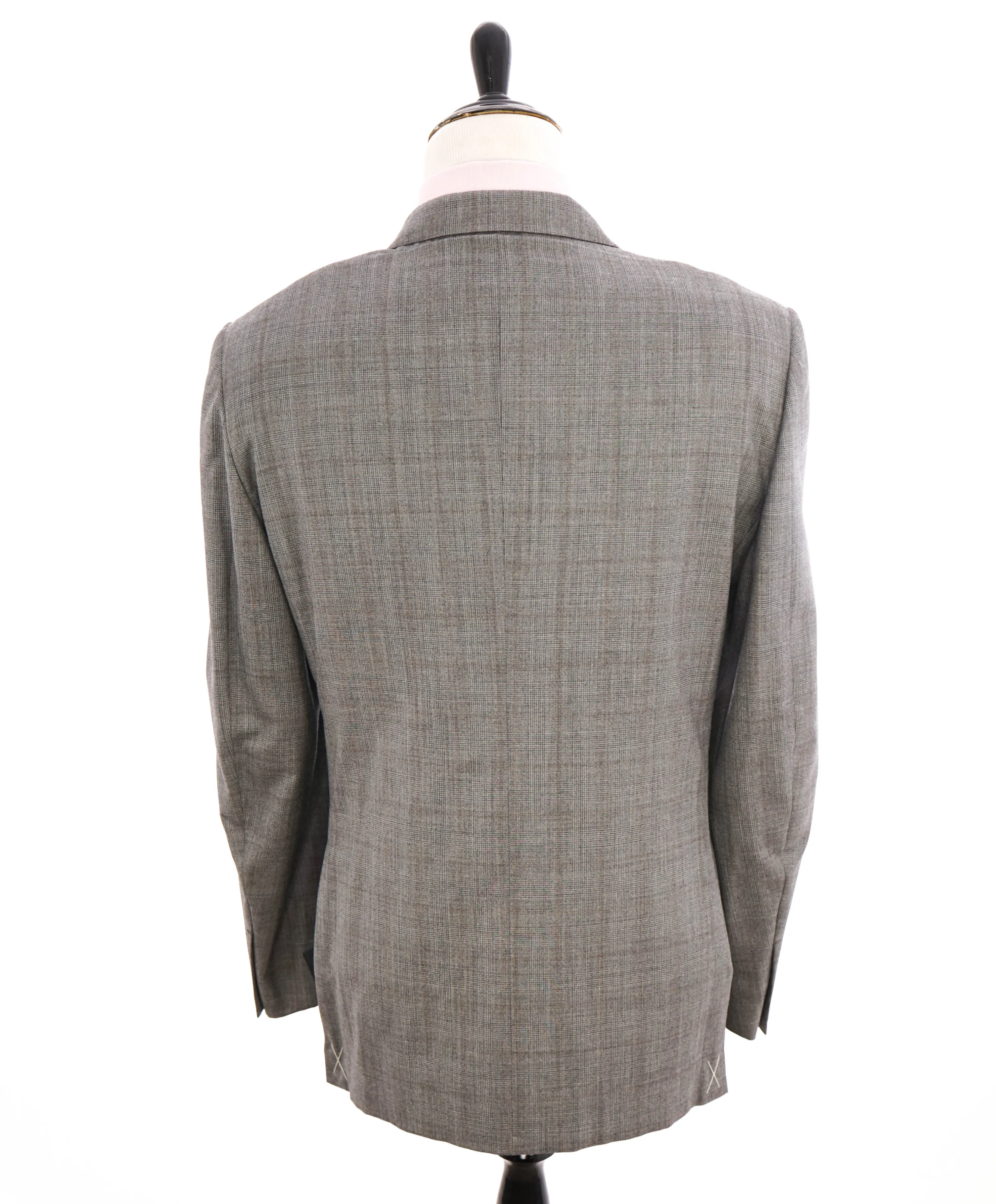 $3,250 ERMENEGILDO ZEGNA -"TROFEO 600" SILK Gray/Camel Check Blazer - 46R