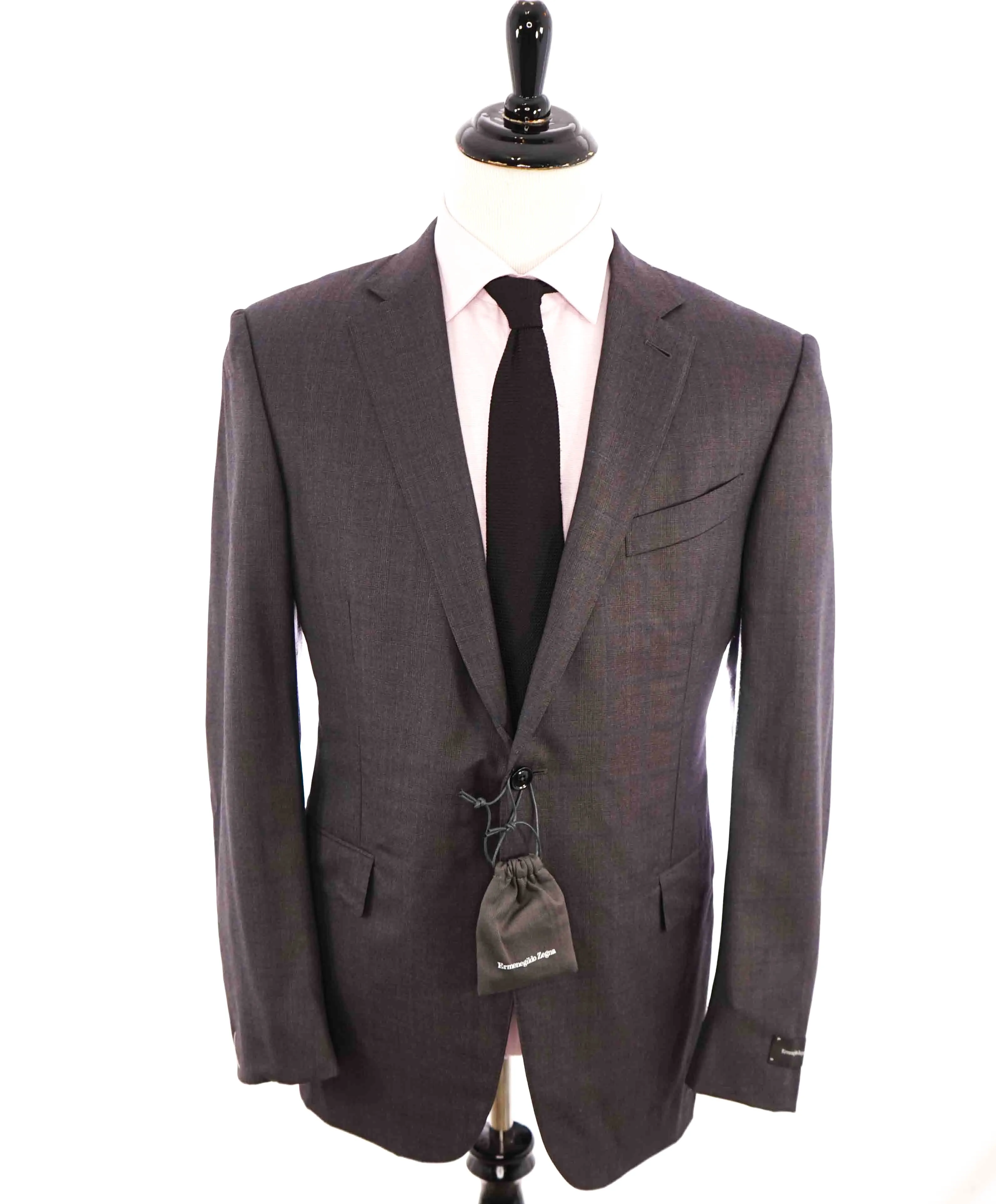 $3,290 ERMENEGILDO ZEGNA- “TORFEO 600” Burgundy & Blue Check Blazer- 46R