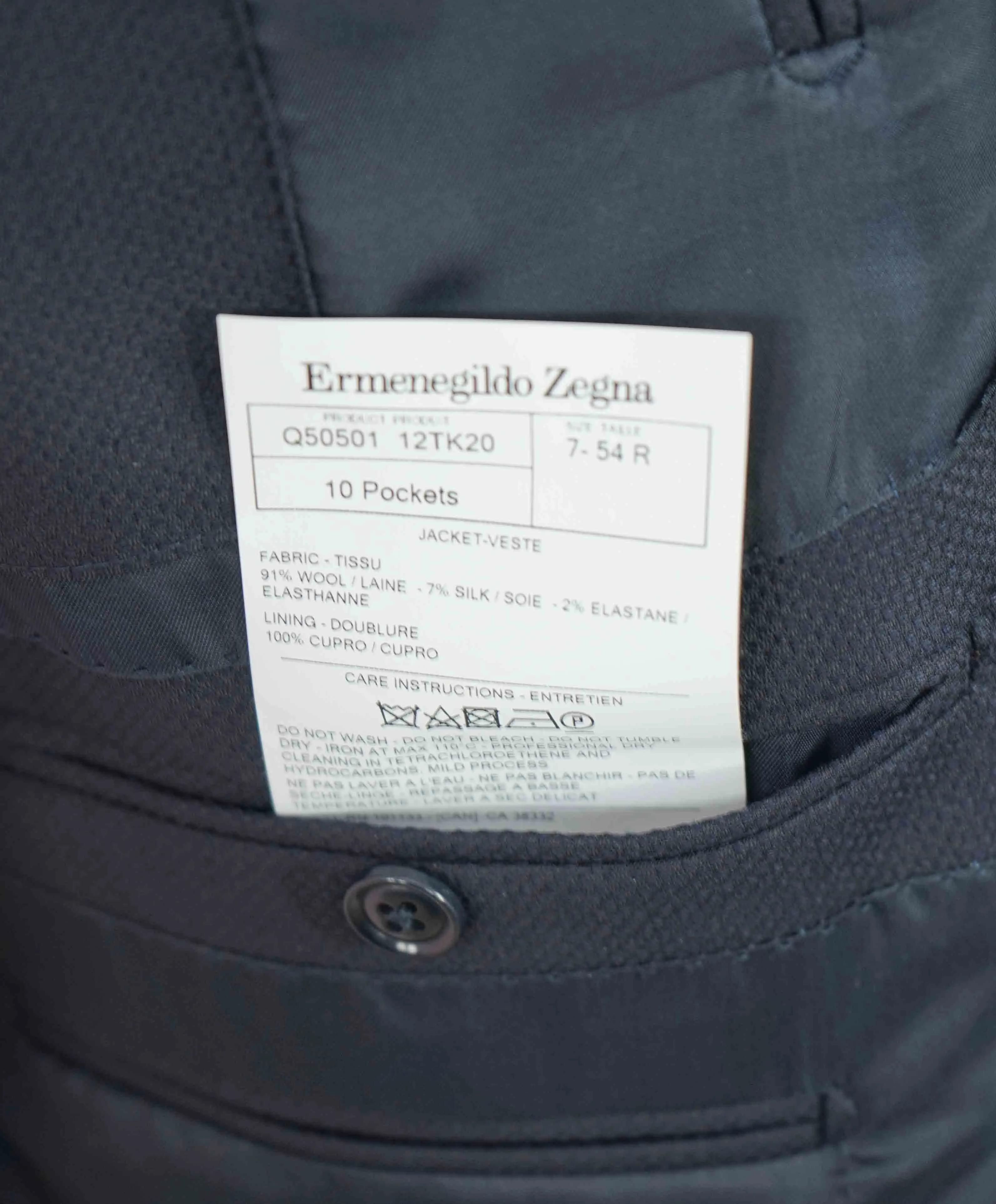 $3,295 ERMENEGILDO ZEGNA - "TROFEO COMFORT" Blue 10 POCKET Blazer - 44R