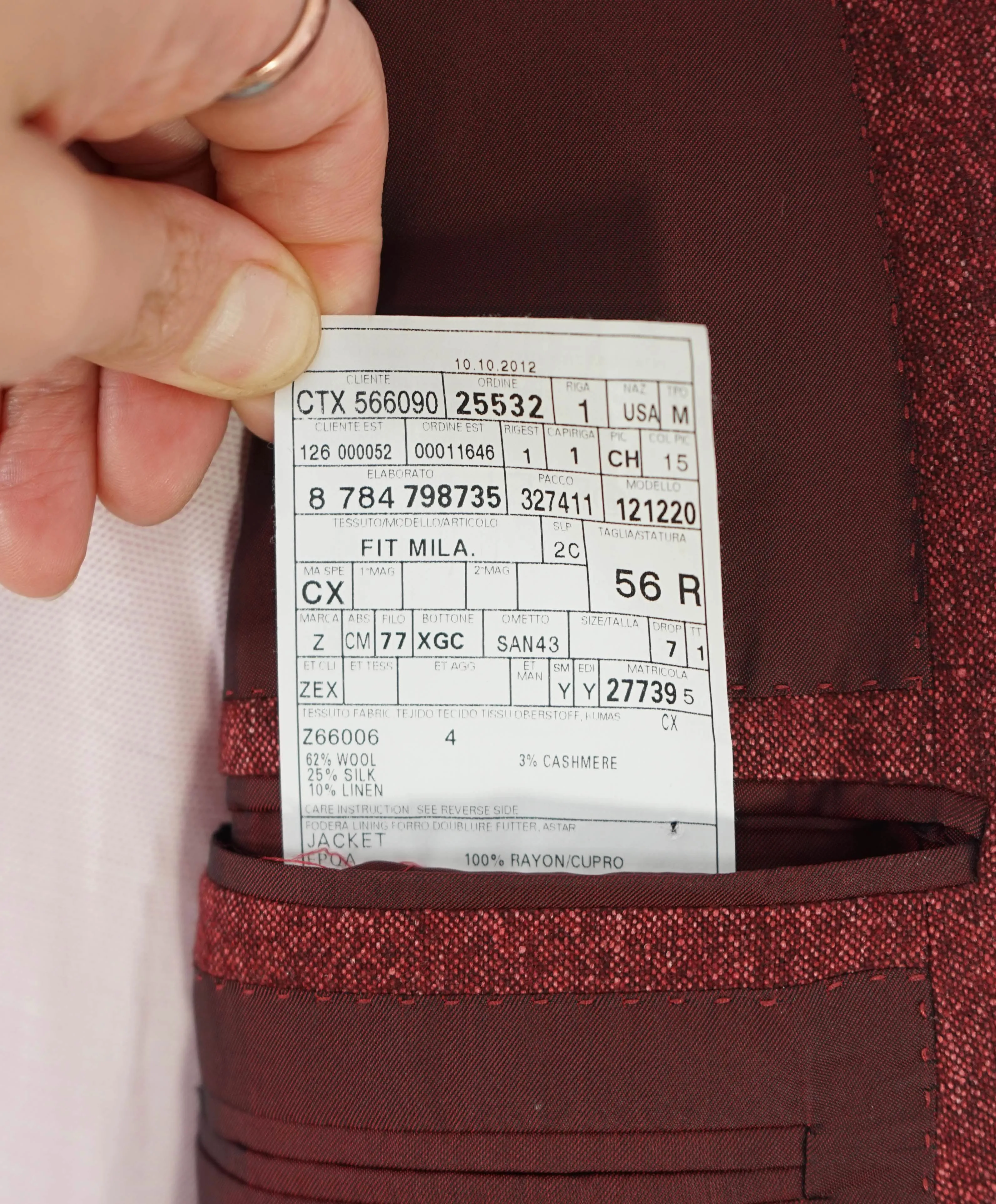 $3,295 ERMENEGILDO ZEGNA - WOOL/LINEN/SILK Red *CUSTOM DESIGN* Blazer - 46R