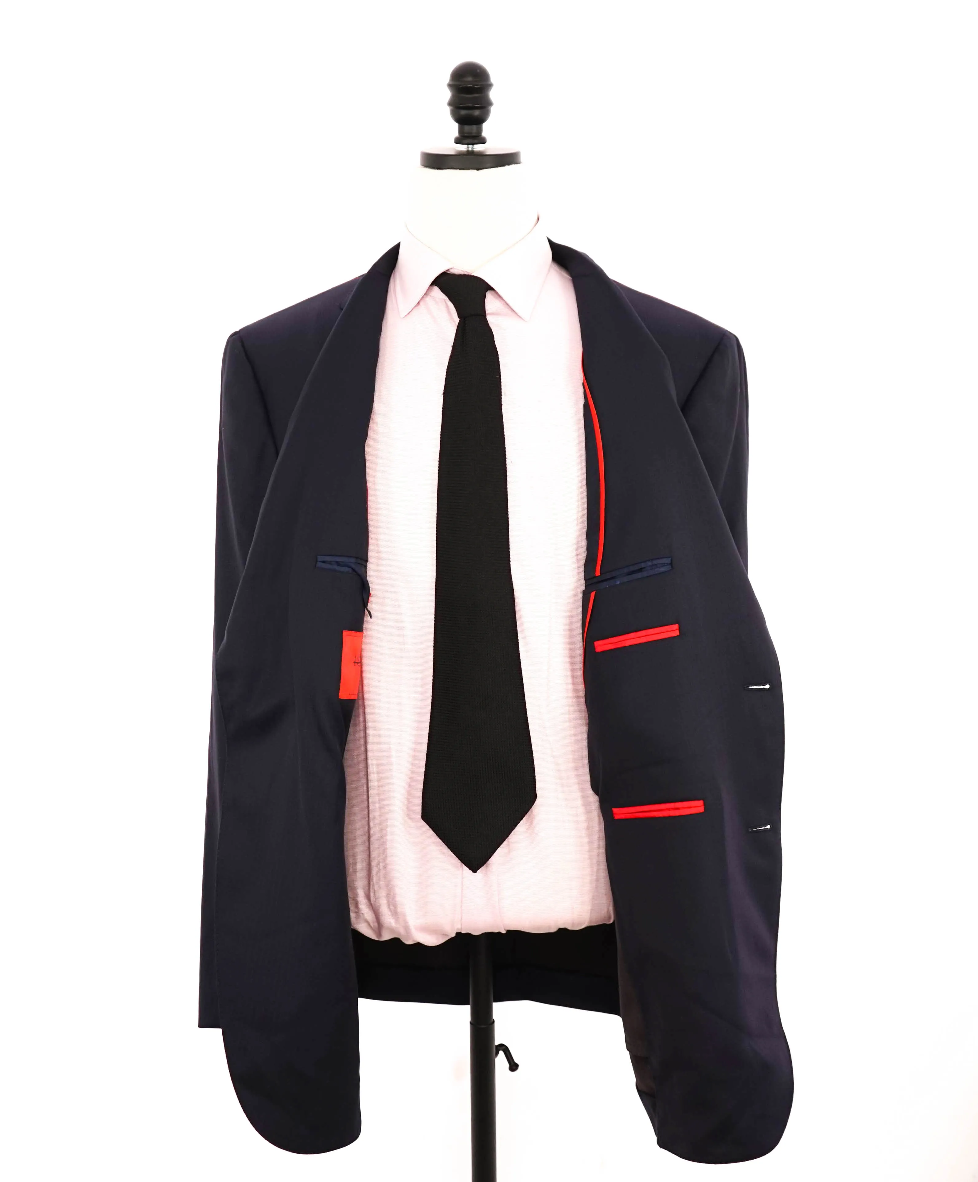 $3,750 ISAIA - Navy Blue Micro Herringbone "SANITA" *CLOSET STAPLE* Coral Pin Suit - 48R