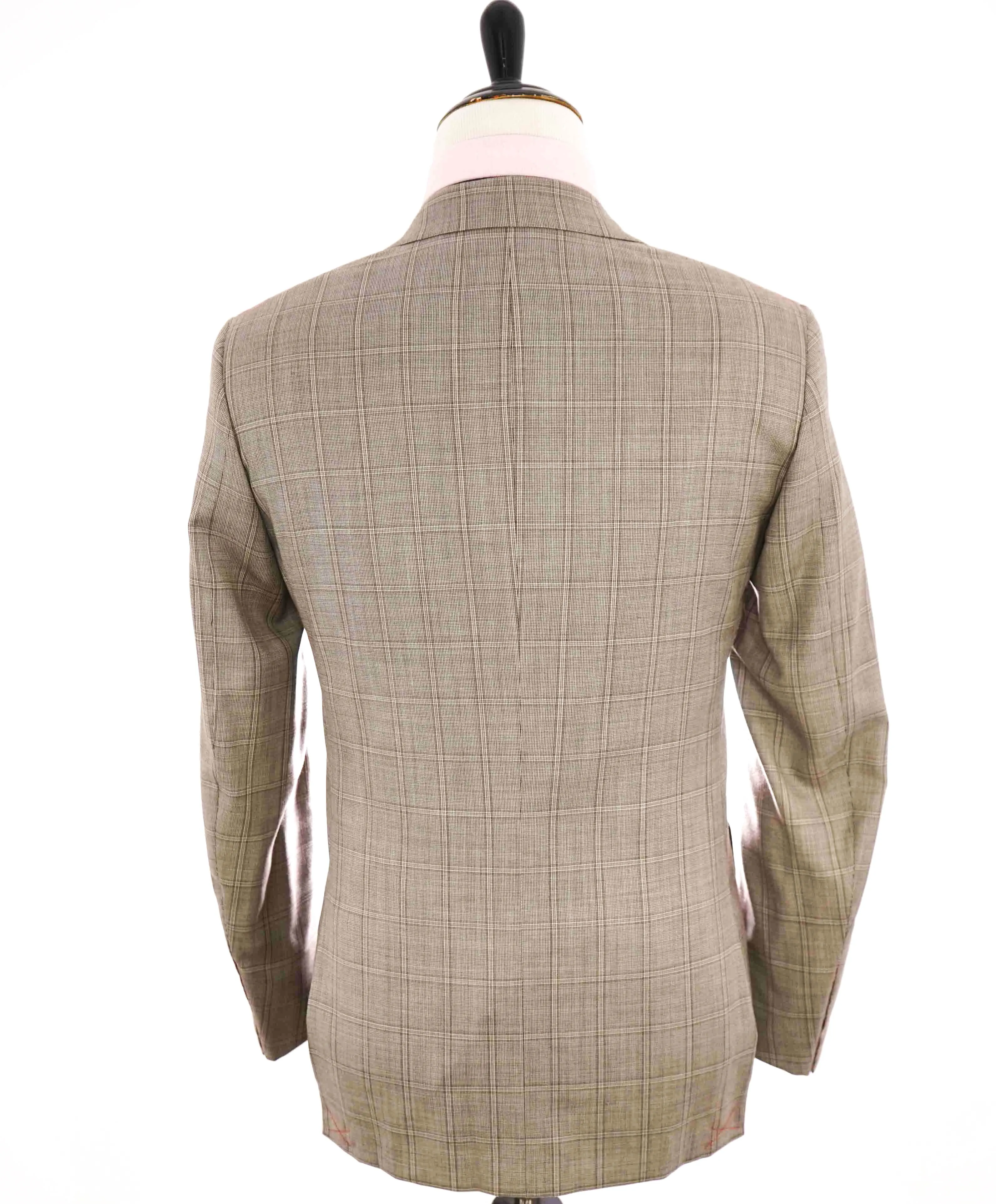 $3,750 ISAIA - Neutral Windowpane *NATURAL BLACK SHEEP* Coral Pin Suit - 40R