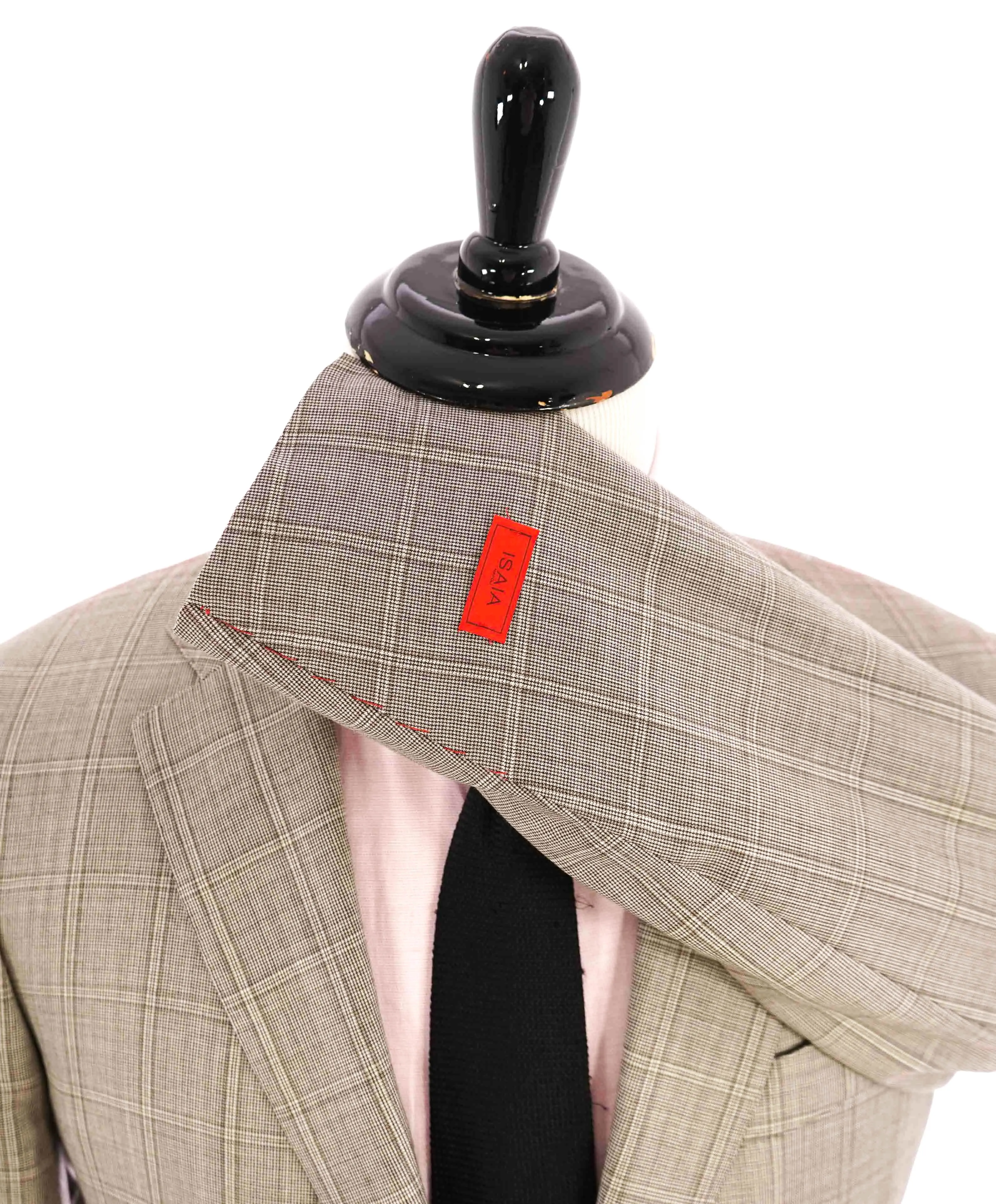 $3,750 ISAIA - Neutral Windowpane *NATURAL BLACK SHEEP* Coral Pin Suit - 40R