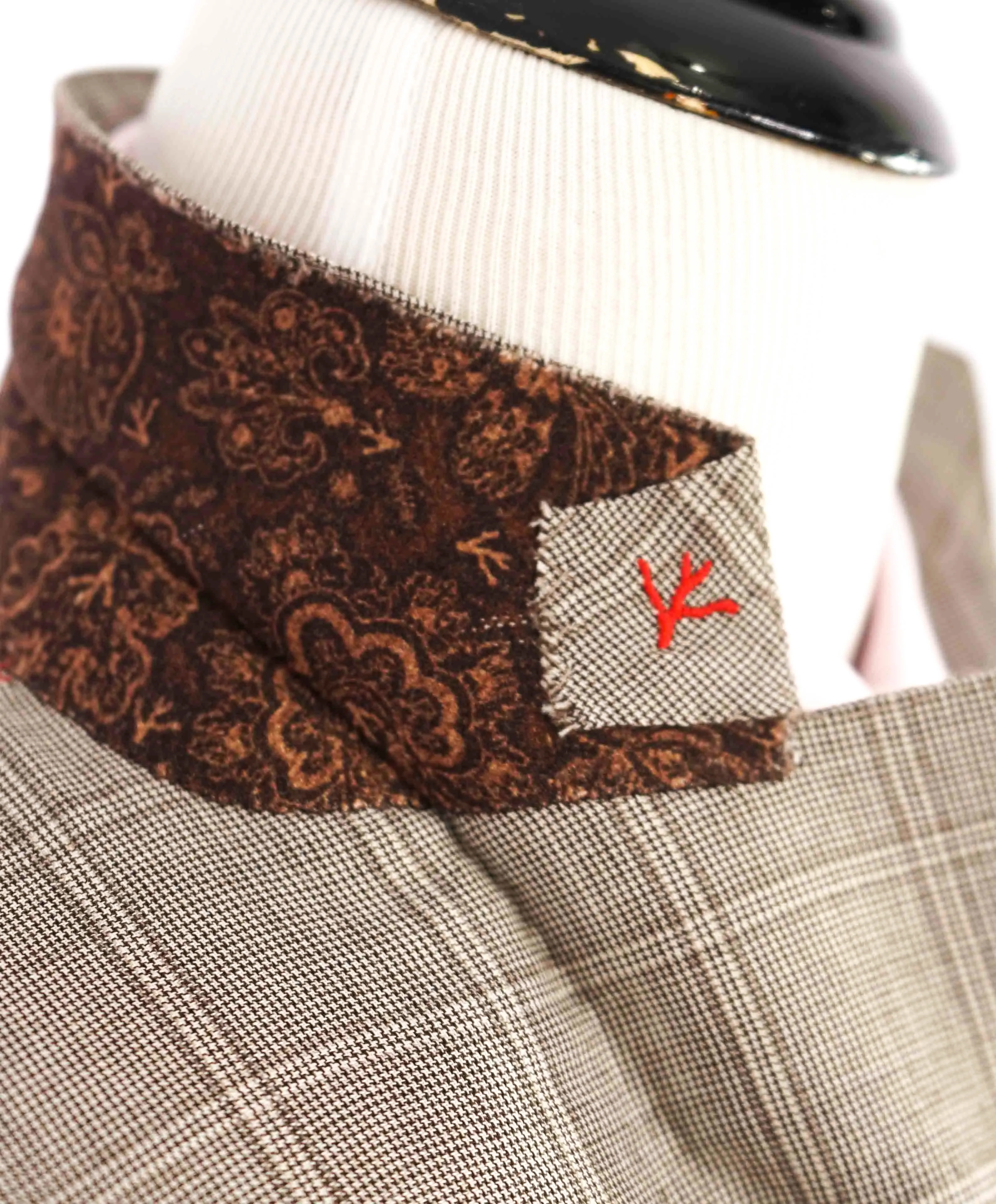 $3,750 ISAIA - Neutral Windowpane *NATURAL BLACK SHEEP* Coral Pin Suit - 40R