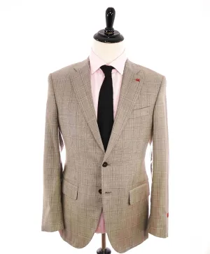 $3,750 ISAIA - Neutral Windowpane *NATURAL BLACK SHEEP* Coral Pin Suit - 40R