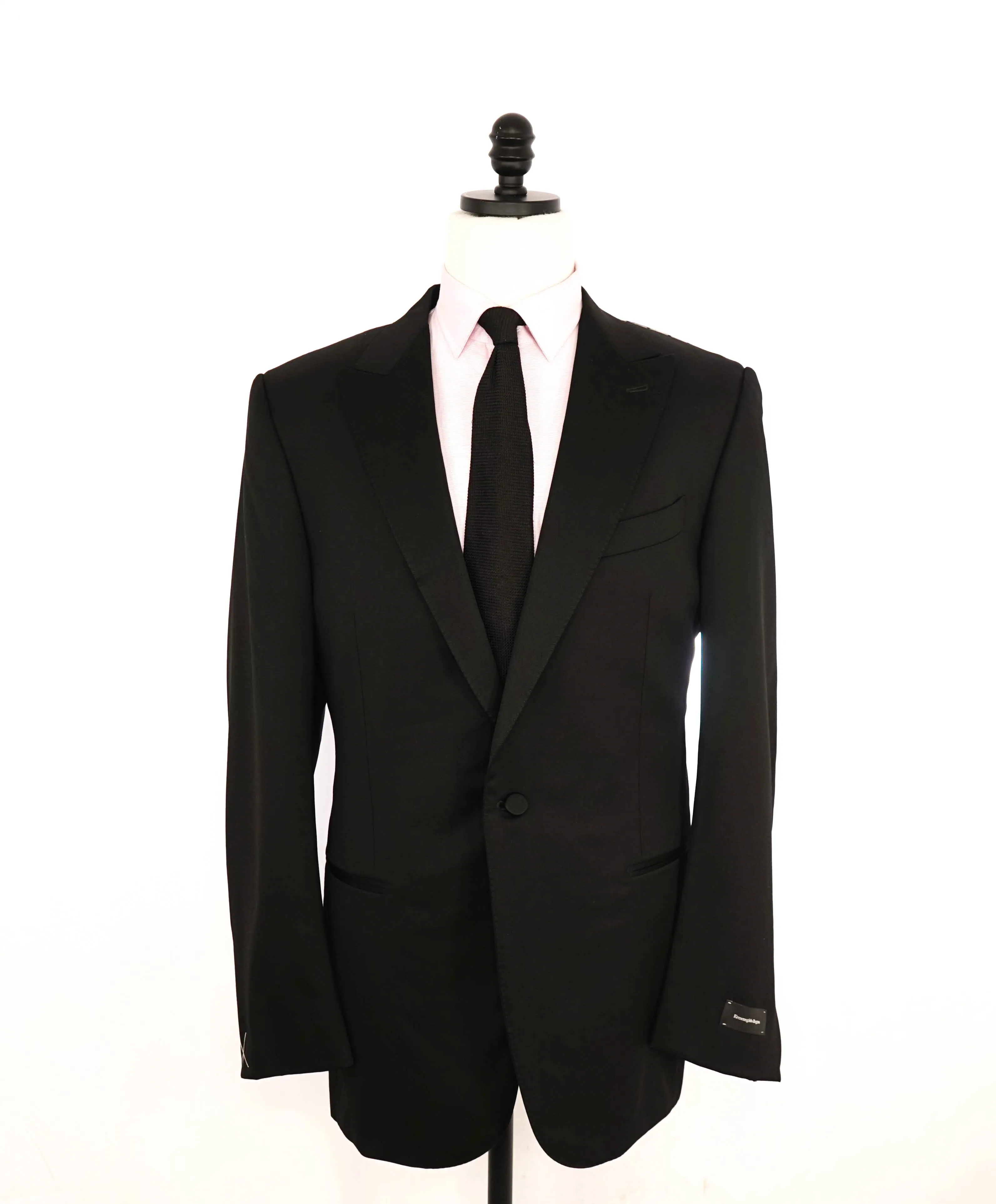 $3,995 ERMENEGILDO ZEGNA - PEAK LAPEL Black Wool Tuxedo 2-Piece - 44L