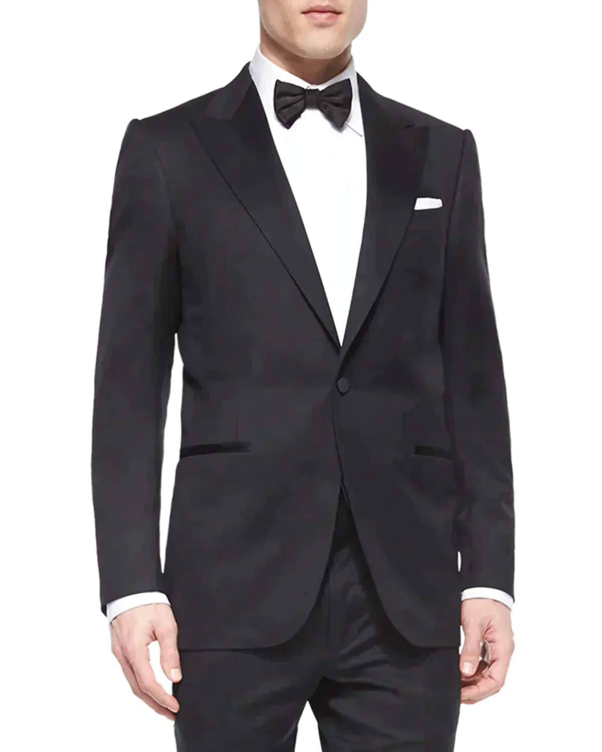 $3,995 ERMENEGILDO ZEGNA - PEAK LAPEL Black Wool Tuxedo 2-Piece - 44L