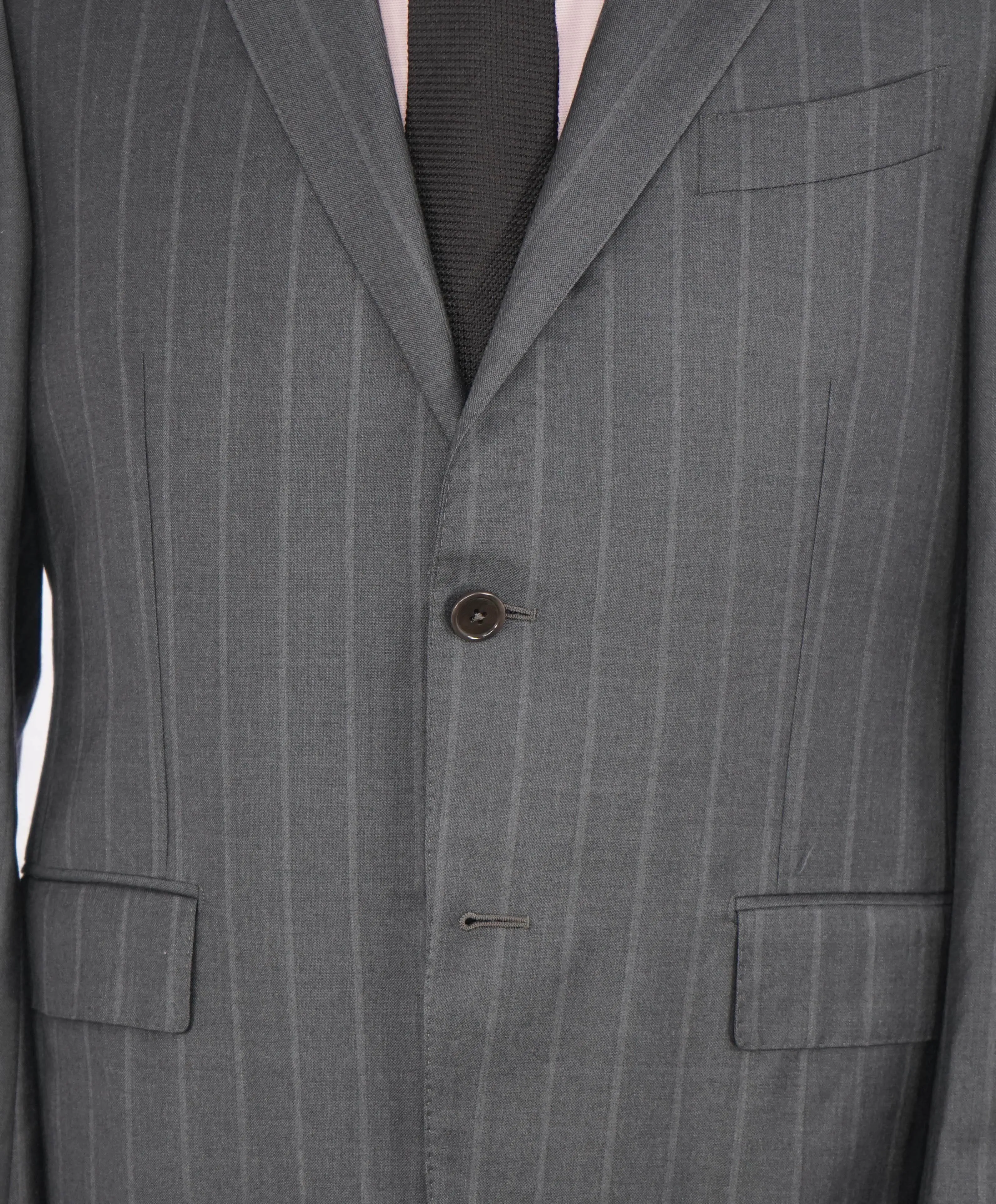 $4,690 ERMENEGILDO ZEGNA - "TROFEO" Wool Gray Chalk Stripe Suit - 40S