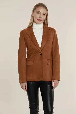 75372 Faux Suede Blazer-Rust : xl