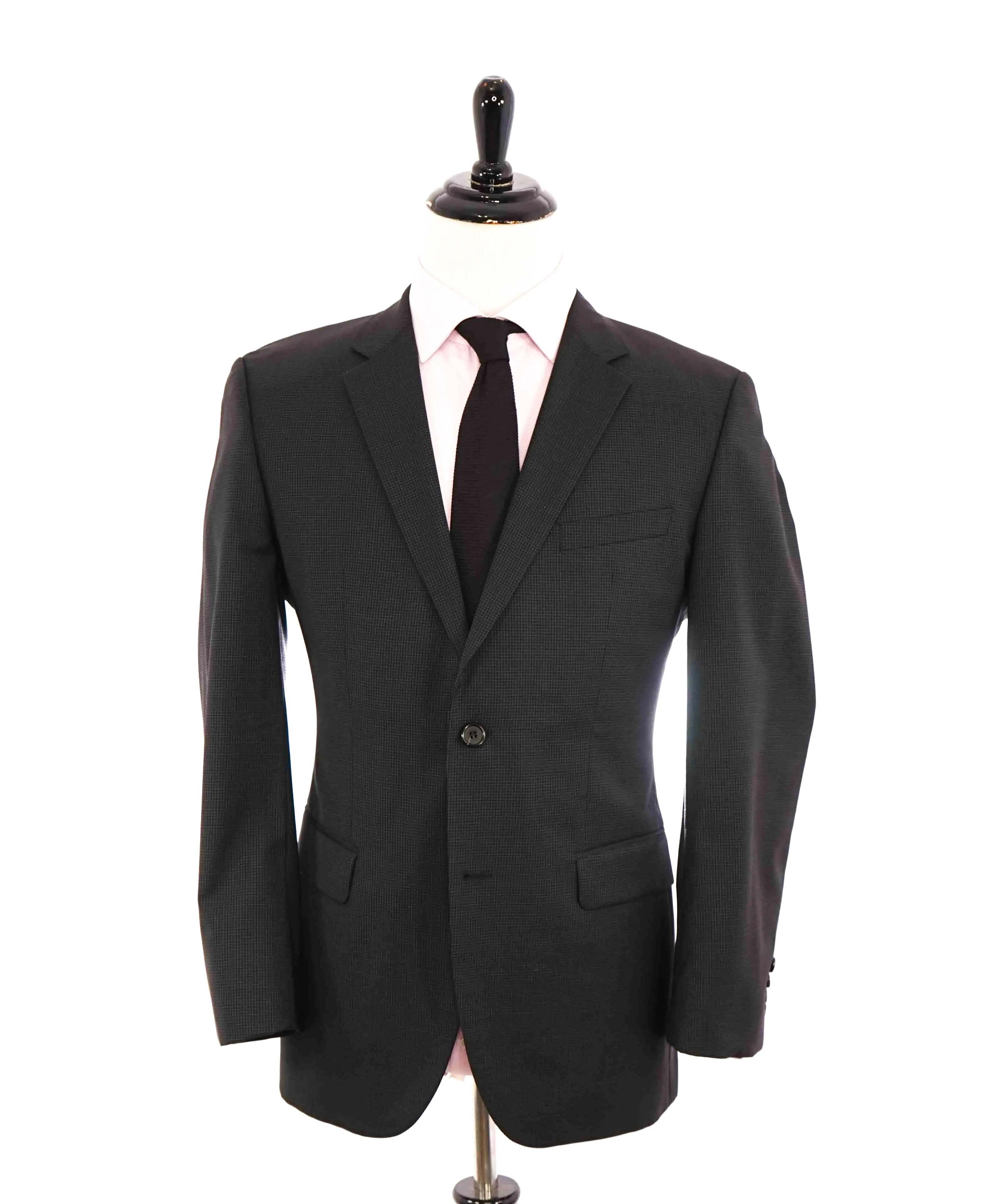 $895 HUGO BOSS - Gray Micro Check Blazer With Notch Lapels - 40R