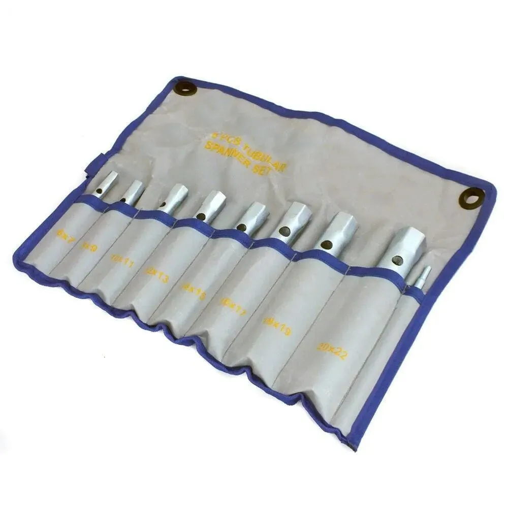 8Pc Tubular Box Spanner Back Nut Tap Wrench Set Monobloc 6-22Mm Plus Torque Bar