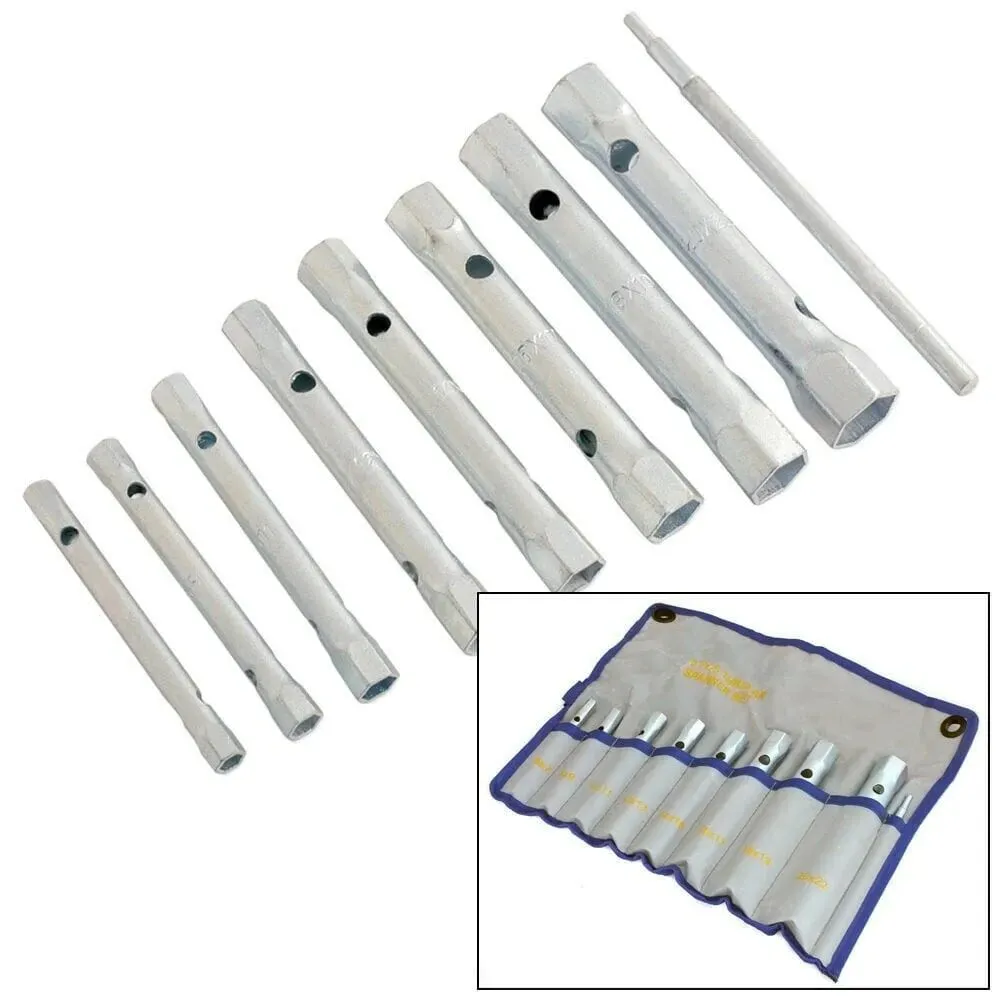 8Pc Tubular Box Spanner Back Nut Tap Wrench Set Monobloc 6-22Mm Plus Torque Bar