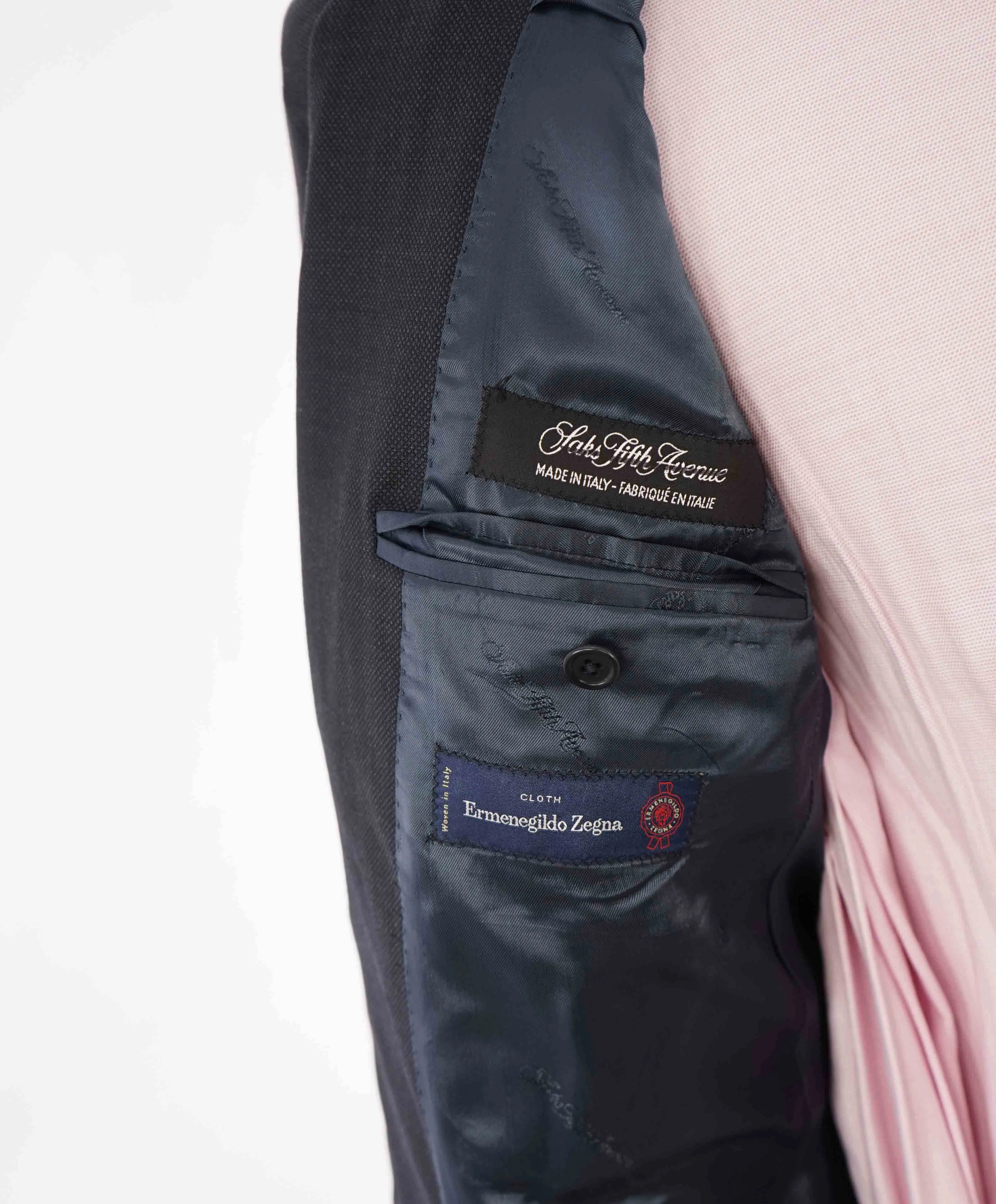 $995 ERMENEGILDO ZEGNA - By SAKS FIFTH AVENUE Blue Wool Blazer- 40R