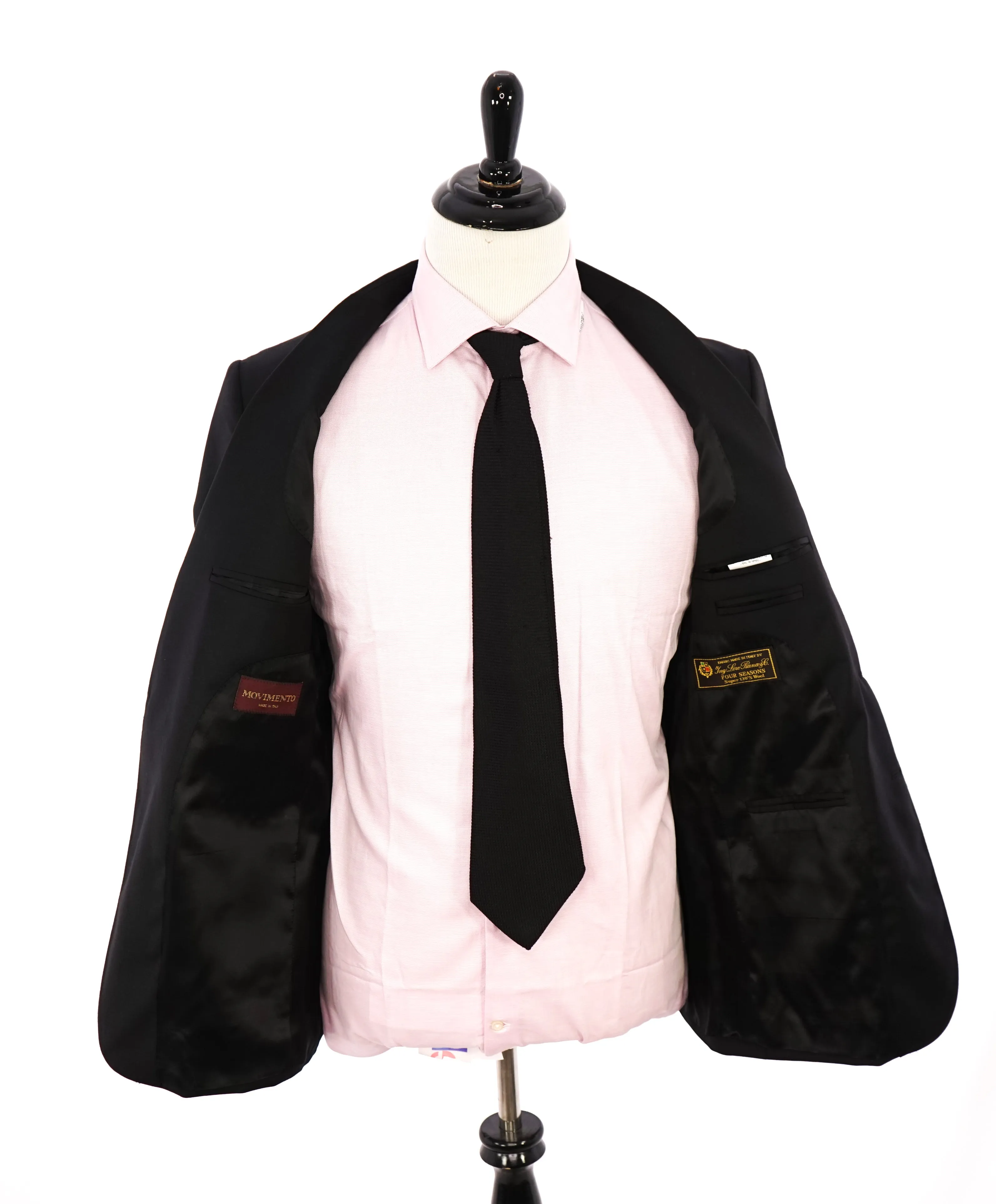 $995 LORO PIANA - MOVIMENTO “Four Seasons” 130s Black Blazer- 42L