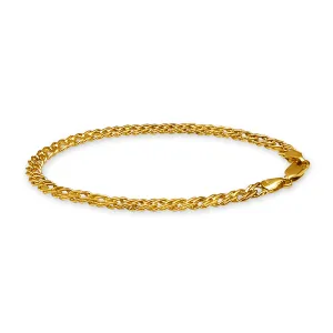 9ct Yellow Gold Silver Infused Double Curb Chain Bracelet