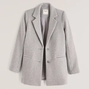 A&amp;F Wool-Blend Blazer Coat Gray