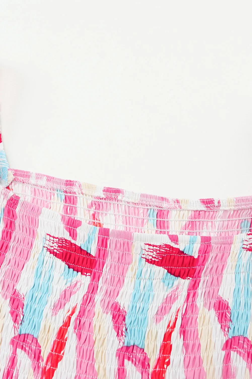 Abstract Print Puff Sleeve Peplum Top