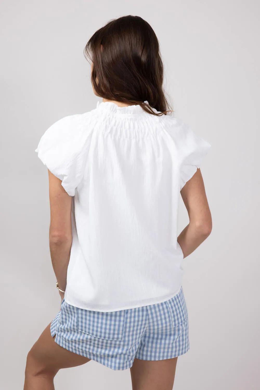 ACOA V-Neck Front Button Top for Women in White | ACT12106-WHITE