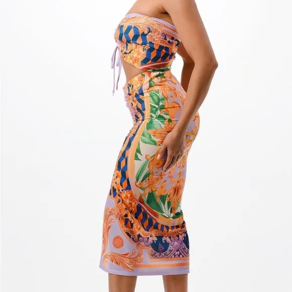 Adjustable Ruching Midi Skirt Set