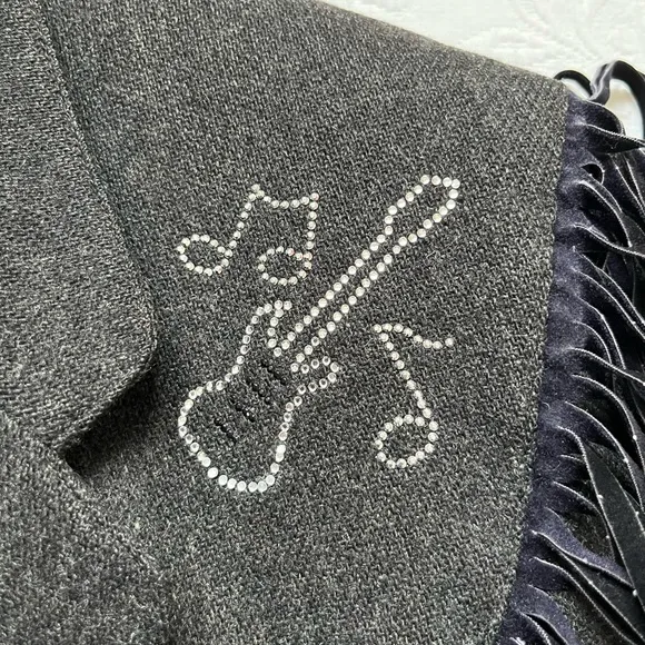 Adolfo International Wool Fringe Cowgirl DIY Rhinestones Embellished Blazer 12
