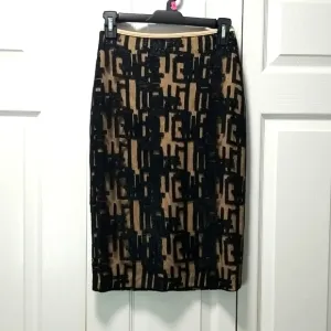 Alberto Makali Black and Tan Midi Pencil Skirt for Cocktail Size 2