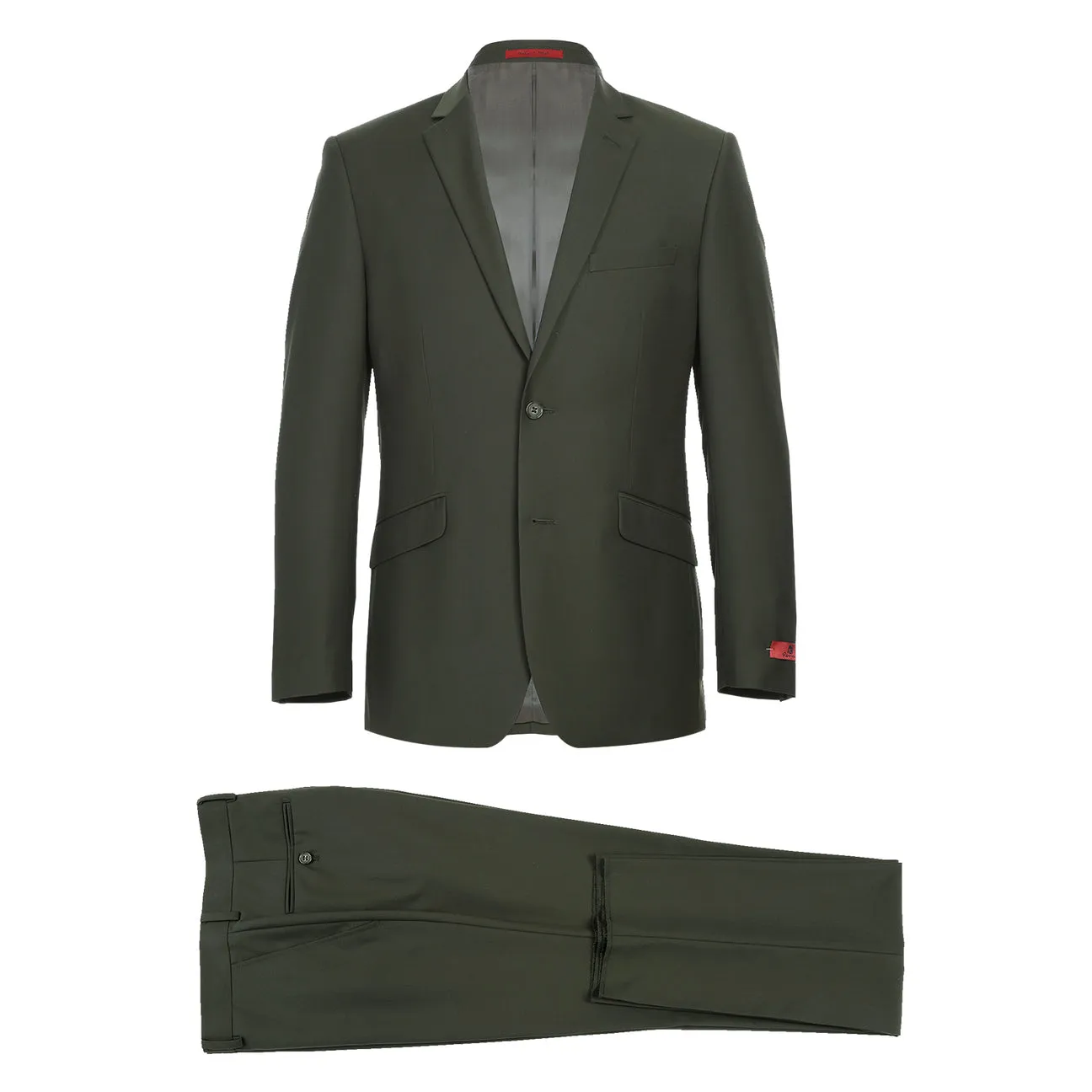 Alessandro Vitello by Renoir 2-Piece Slim Fit Single Breasted Notch Lapel Olive Suit 201-10