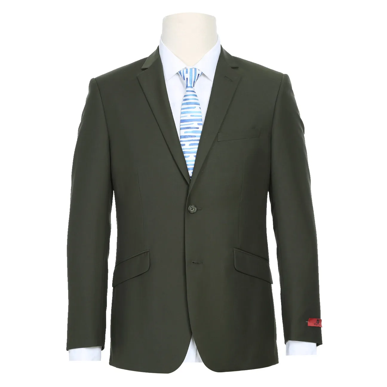 Alessandro Vitello by Renoir 2-Piece Slim Fit Single Breasted Notch Lapel Olive Suit 201-10