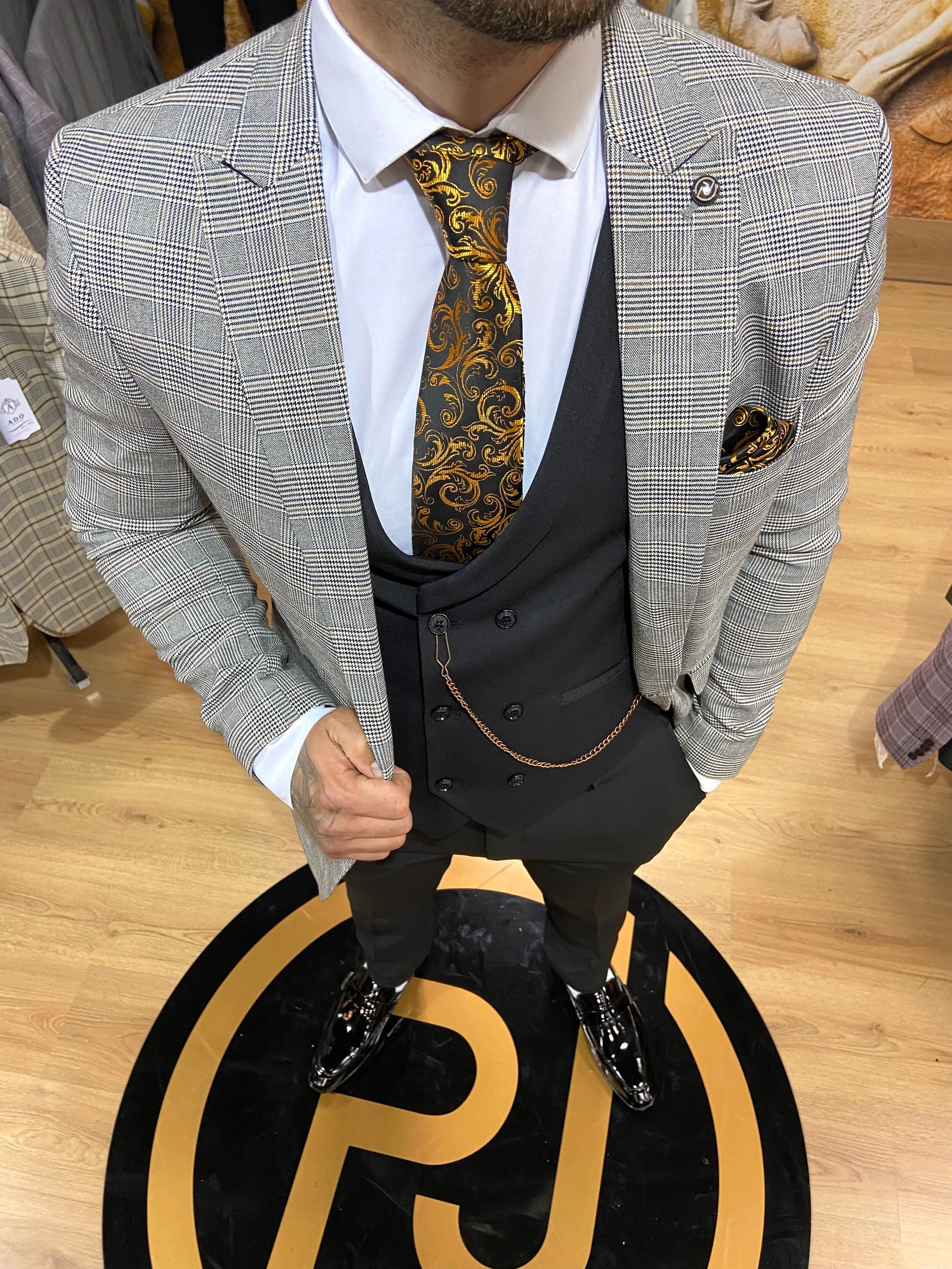 Alfred - Grey/Black 3 Piece Suit