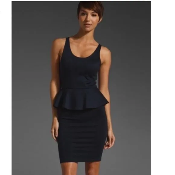 Alice   Olivia Employed Mini Dress Dark Blue Size 2 Peplum Sleeveless Bodycon