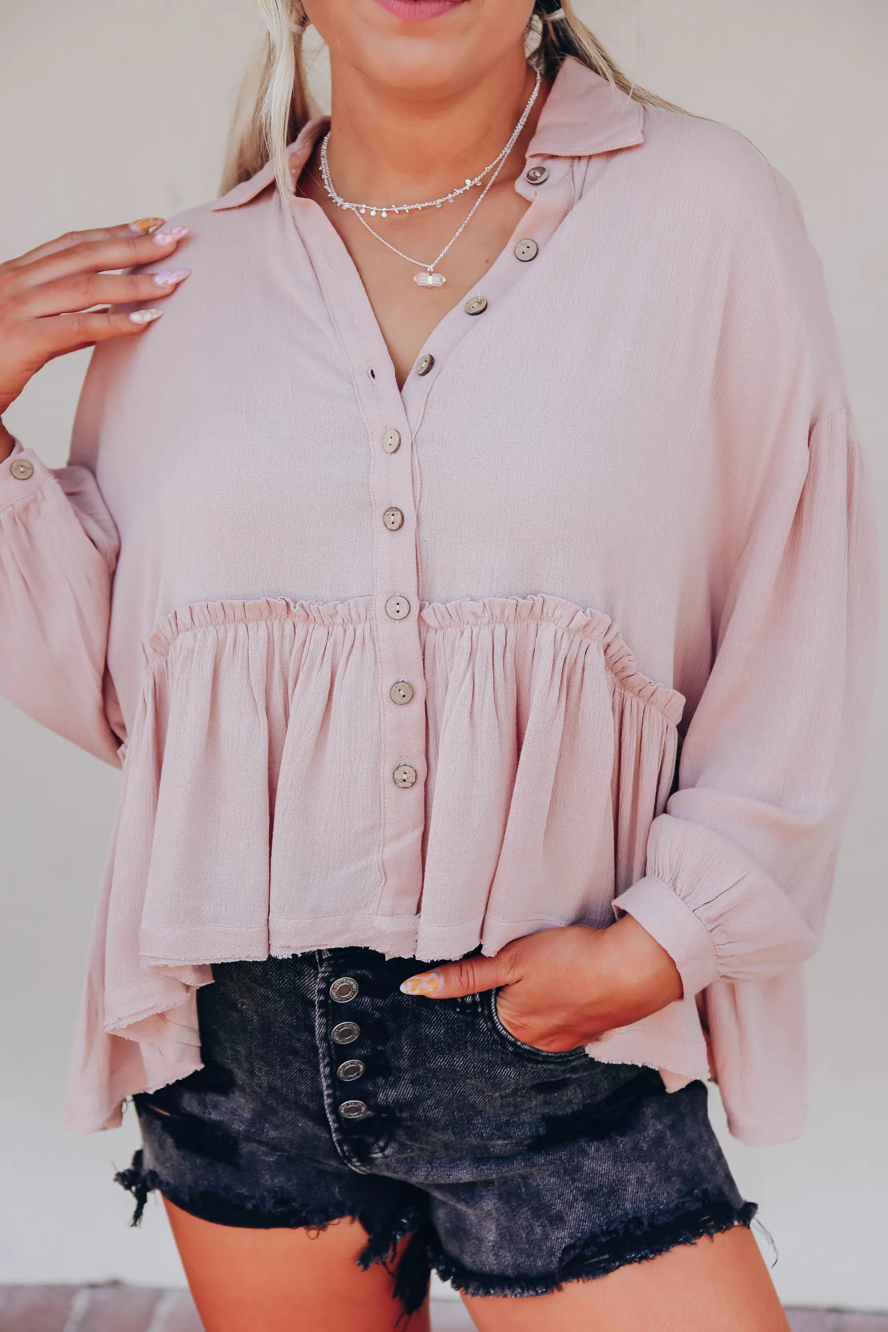 Amalfi Coast Peplum Blouse - Mauve