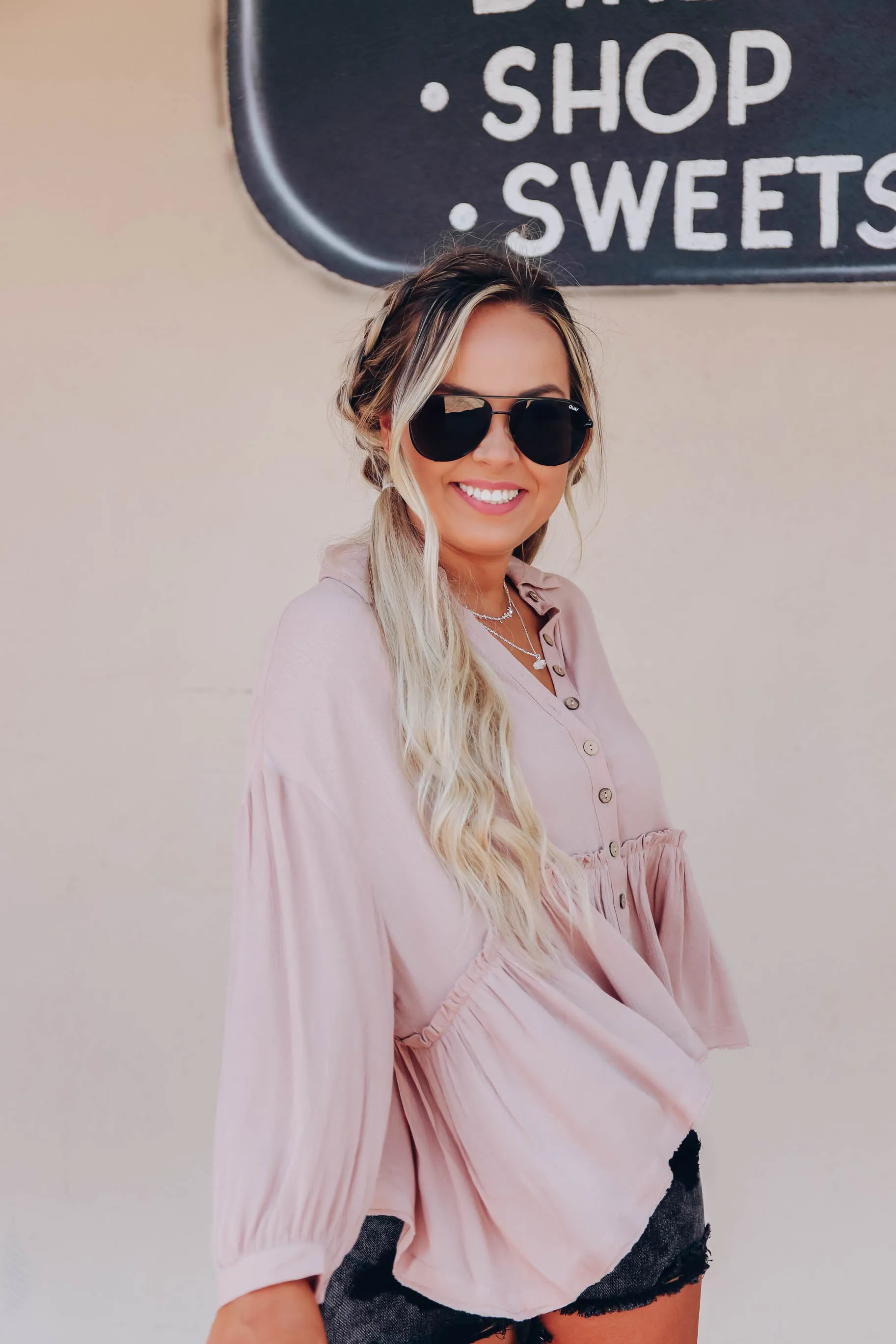 Amalfi Coast Peplum Blouse - Mauve