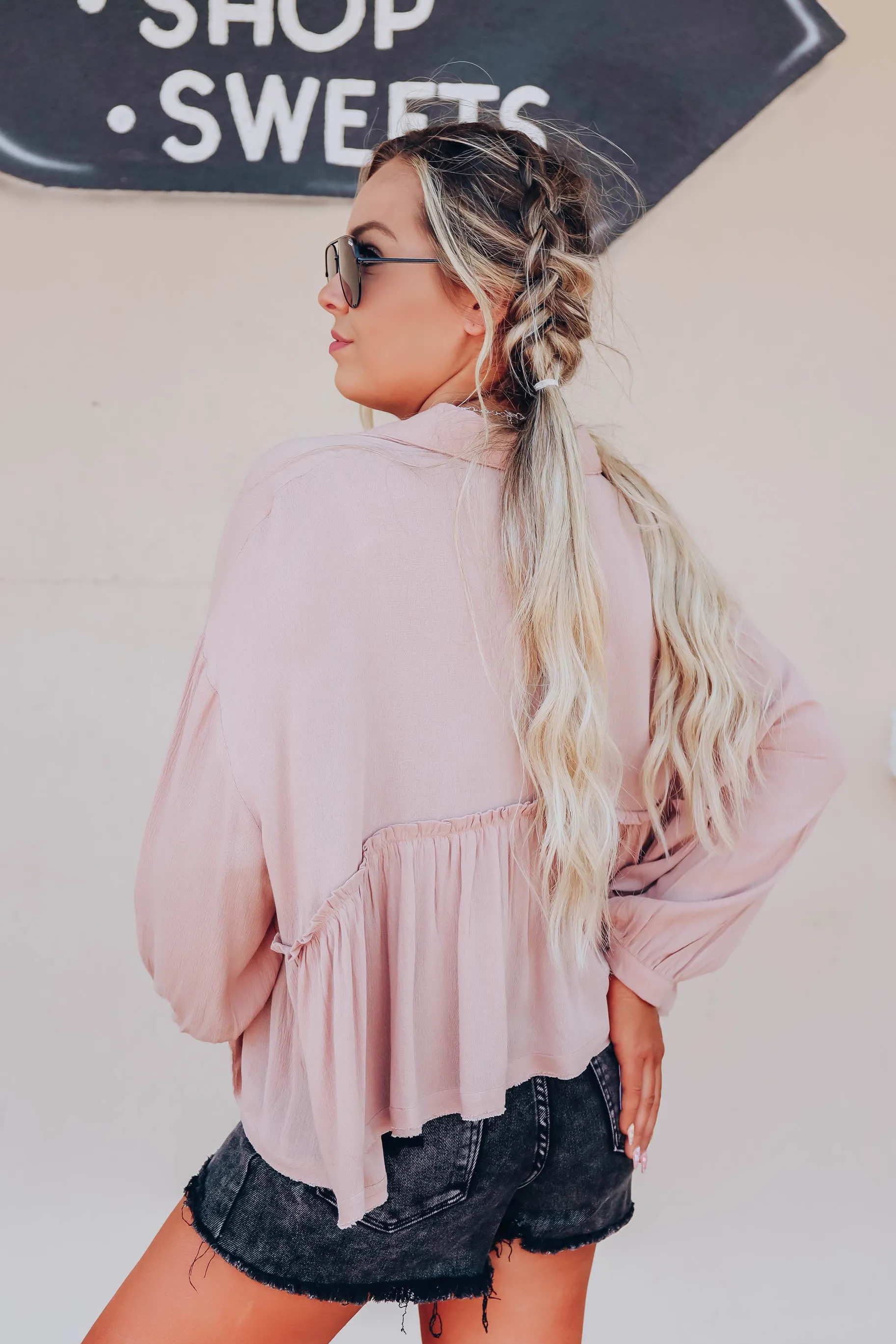 Amalfi Coast Peplum Blouse - Mauve