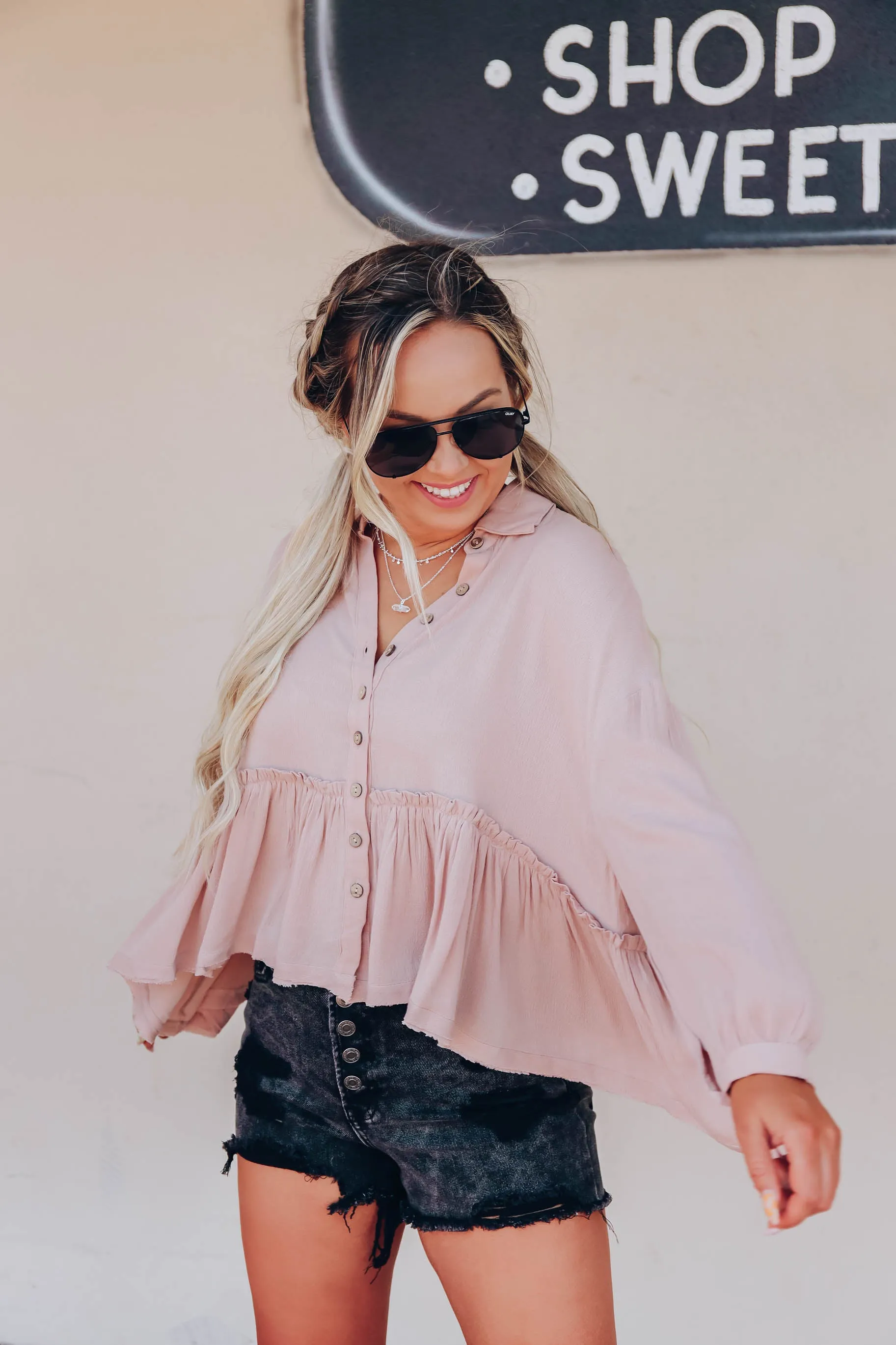 Amalfi Coast Peplum Blouse - Mauve